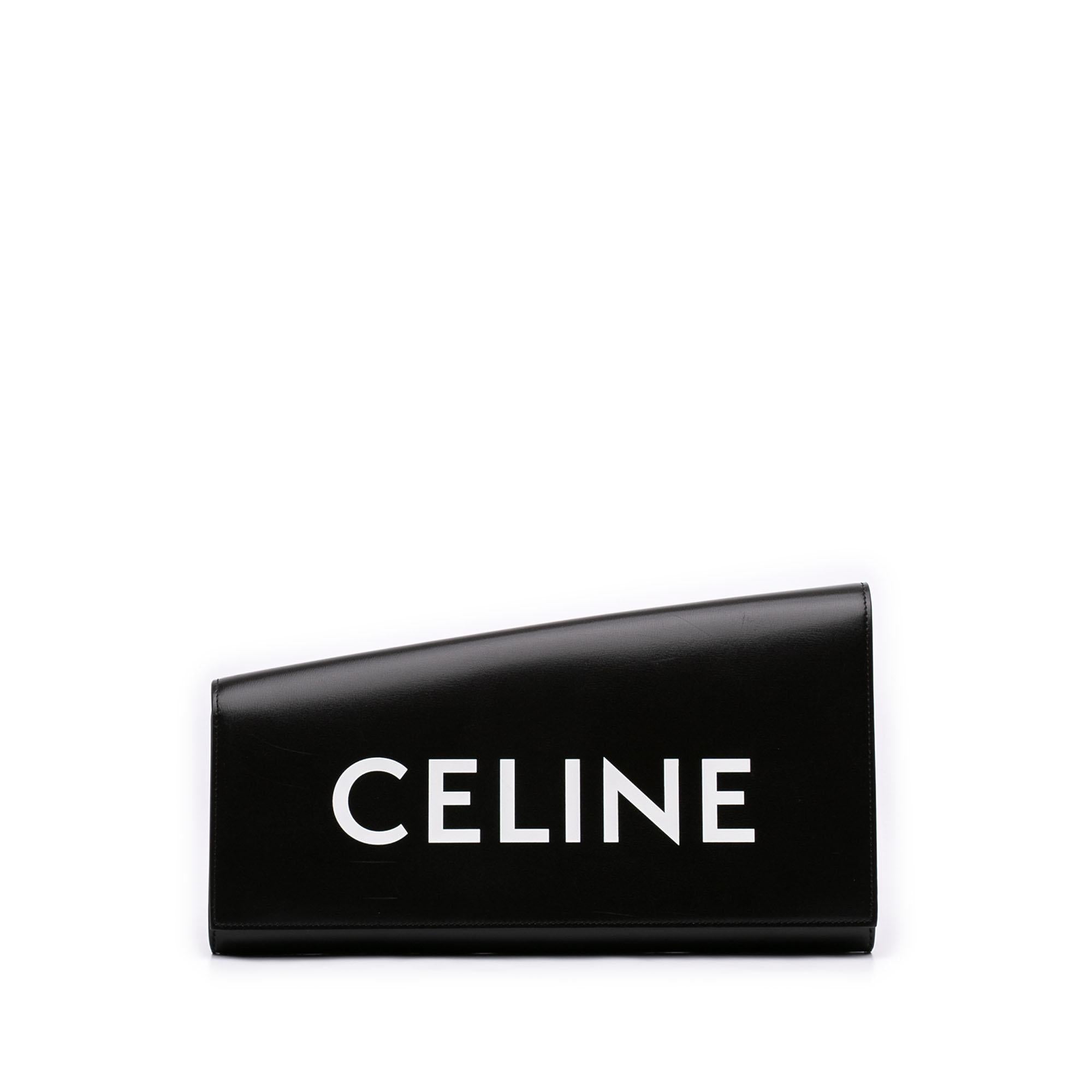 Celine Leather Asymmetric Logo Clutch