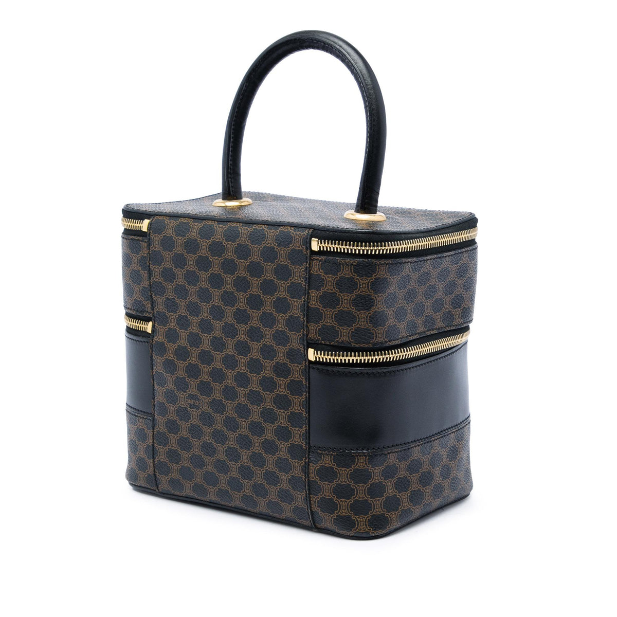 Celine Macadam Coated Canvas Double Zip Vanity Bag