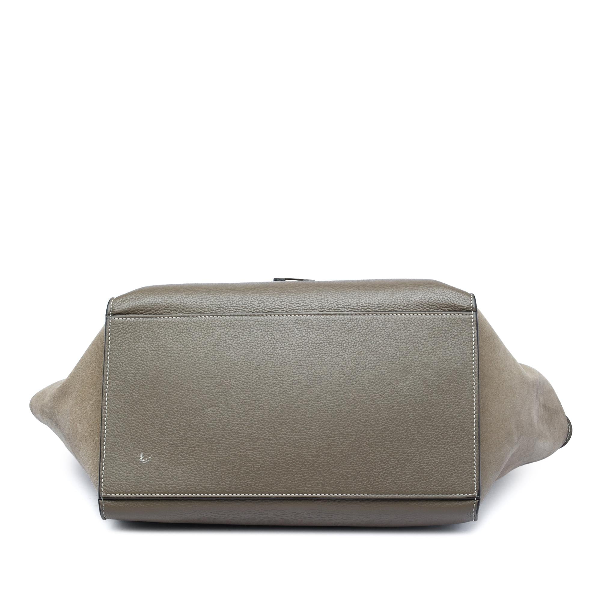 Celine Medium Calfskin and Suede Trapeze Satchel