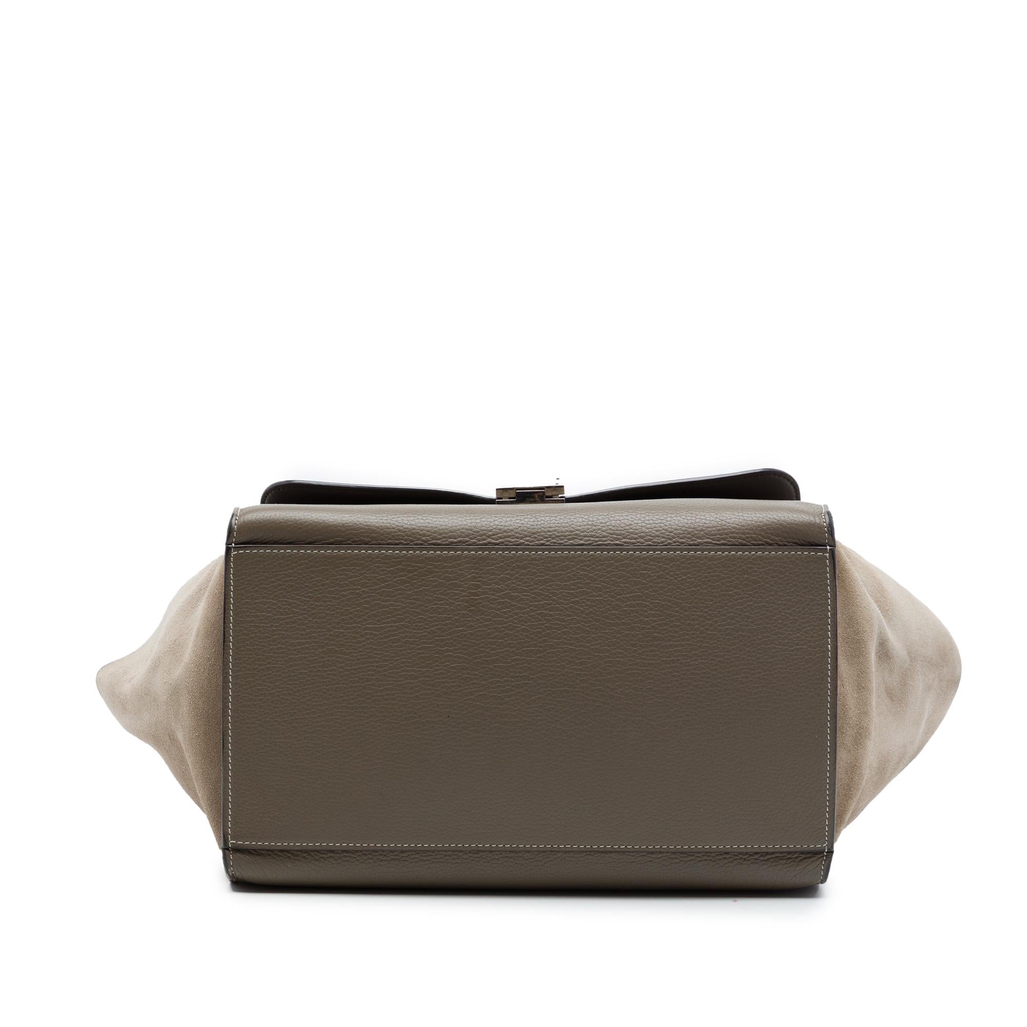 Celine Medium Calfskin and Suede Trapeze Satchel