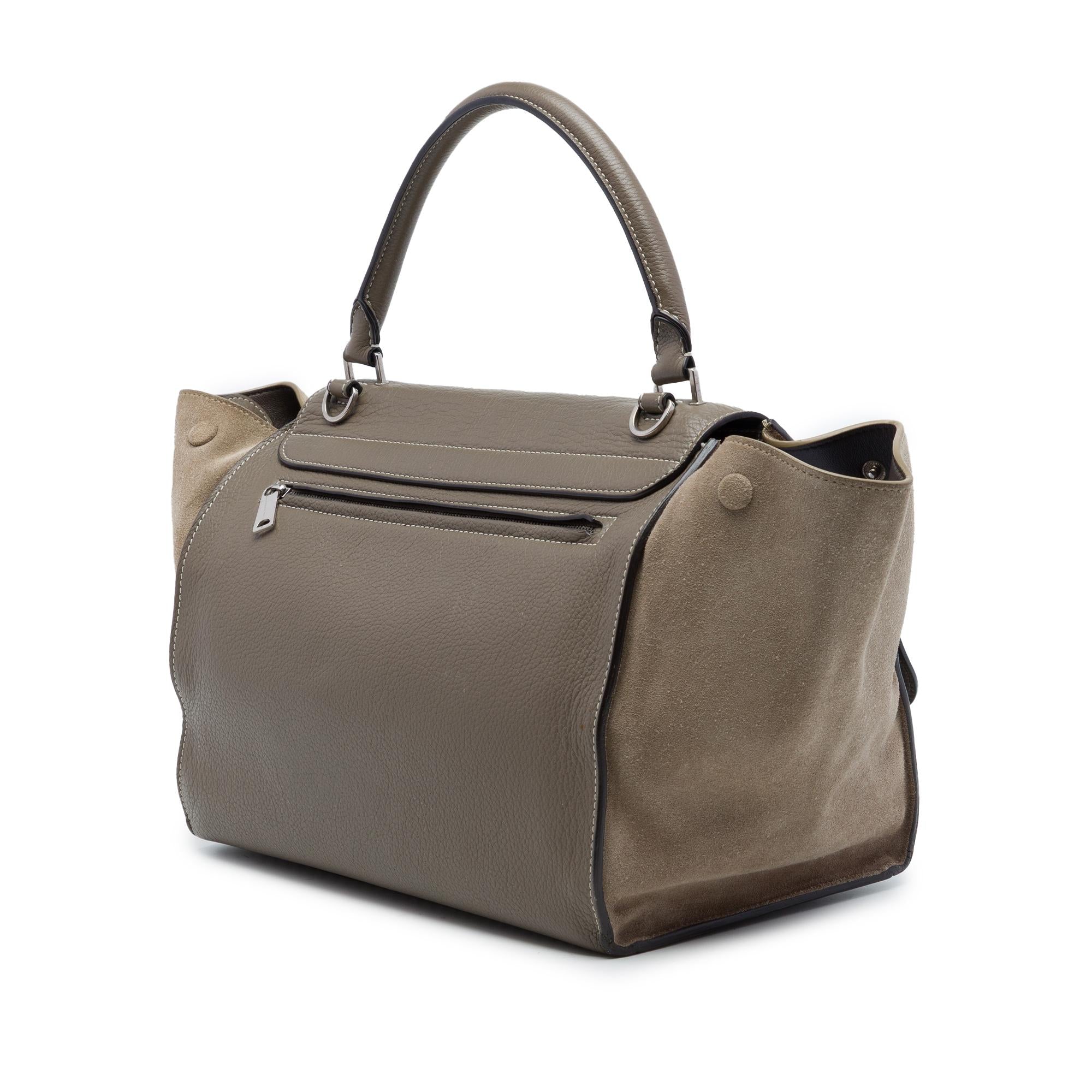 Celine Medium Calfskin and Suede Trapeze Satchel