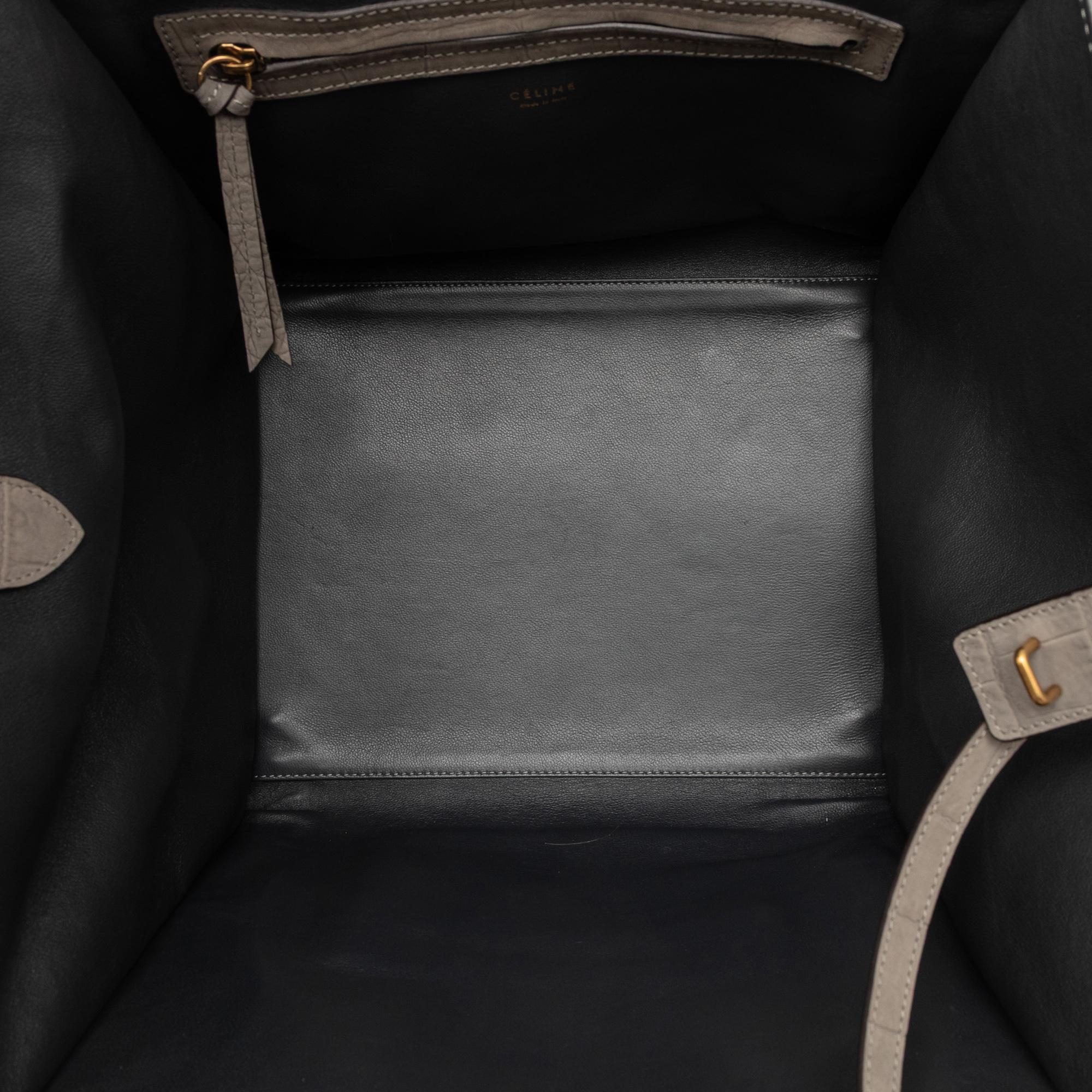 Celine Medium Croc Embossed Leather Luggage Phantom Tote