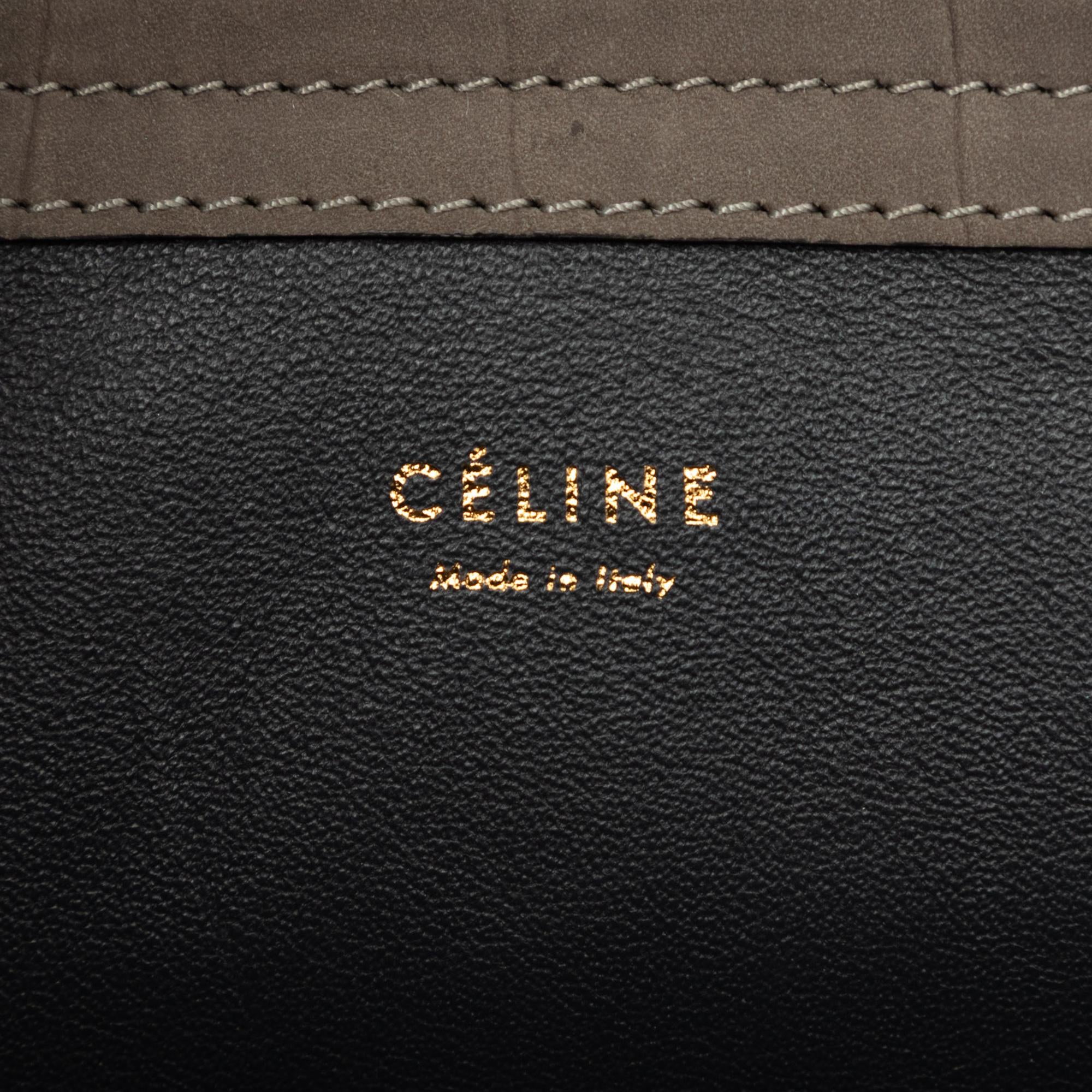 Celine Medium Croc Embossed Leather Luggage Phantom Tote