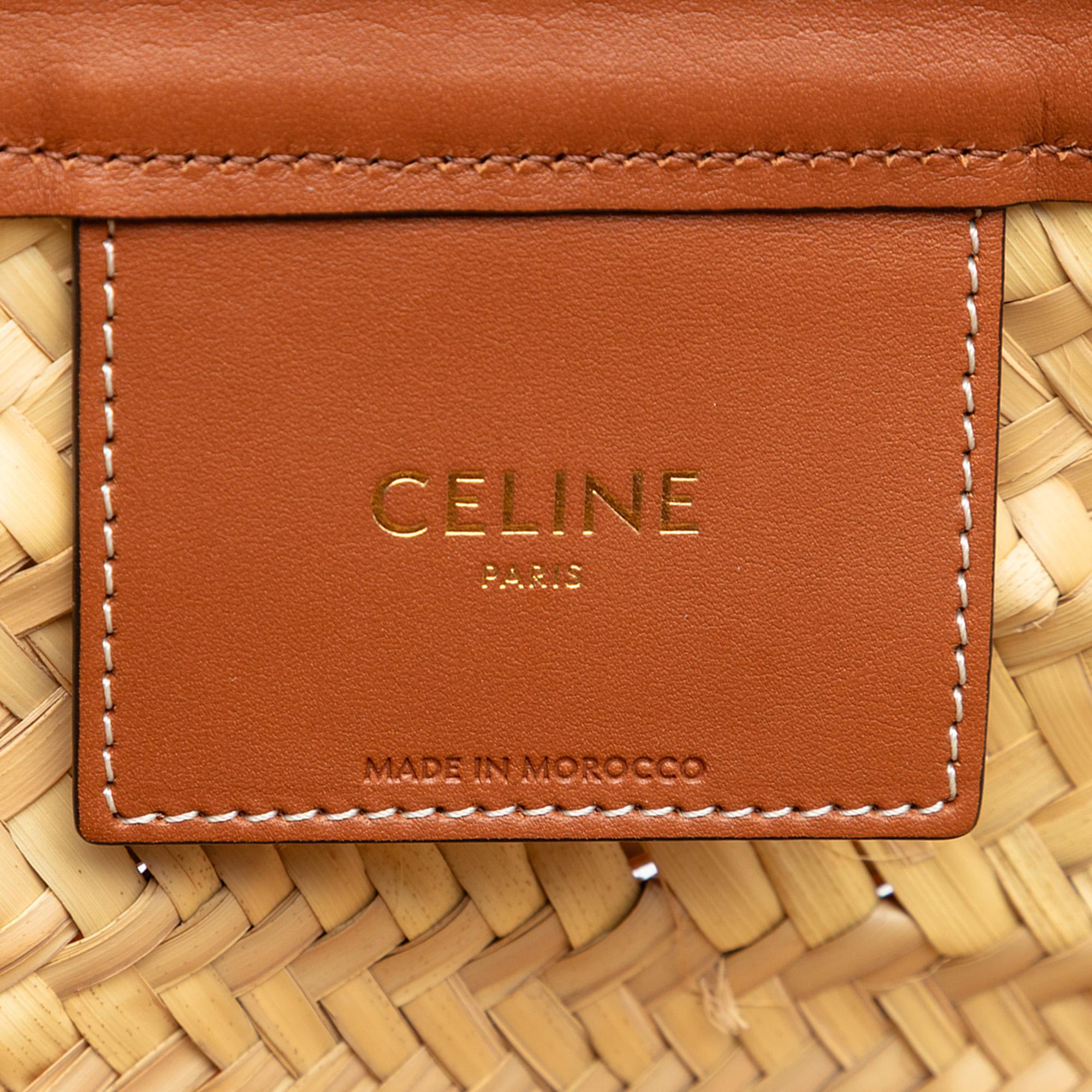Celine Medium Raffia Gridded Classic Panier Tote