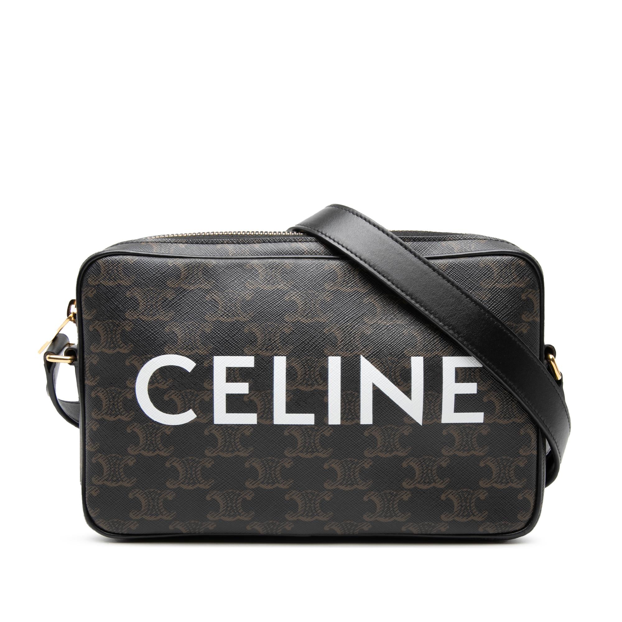 Celine Medium Triomphe Coated Canvas Logo Crossbody