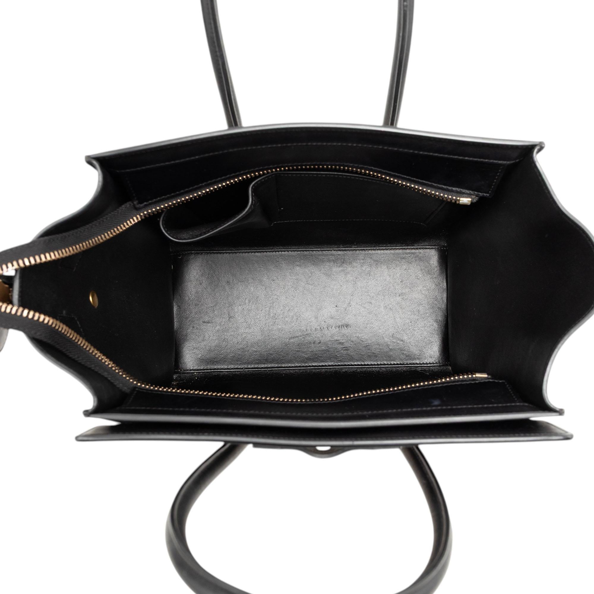 Celine Micro Bicolor Nubuck and Drummed Calfskin Luggage Tote