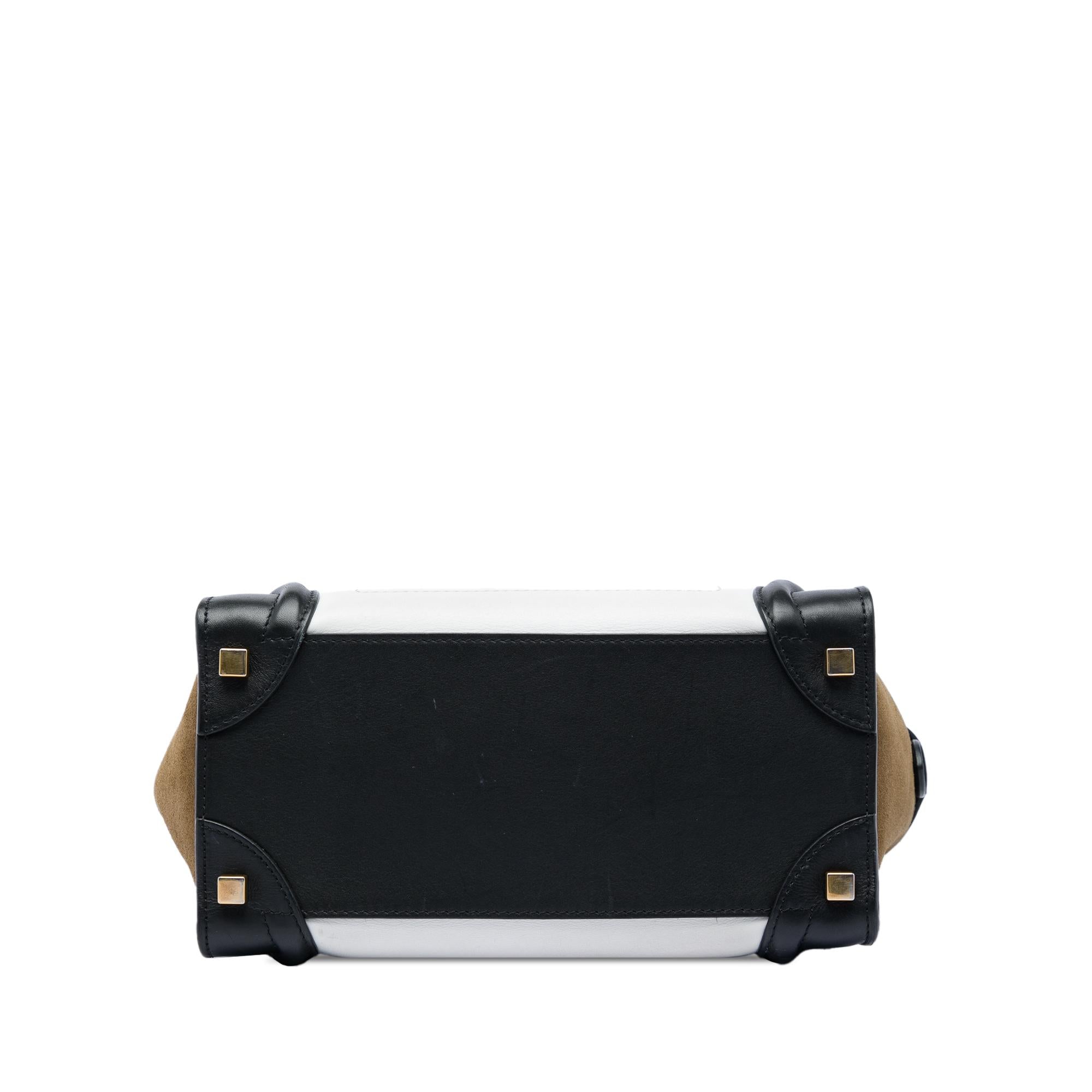 Celine Micro Tricolor Calfskin and Suede Luggage Tote