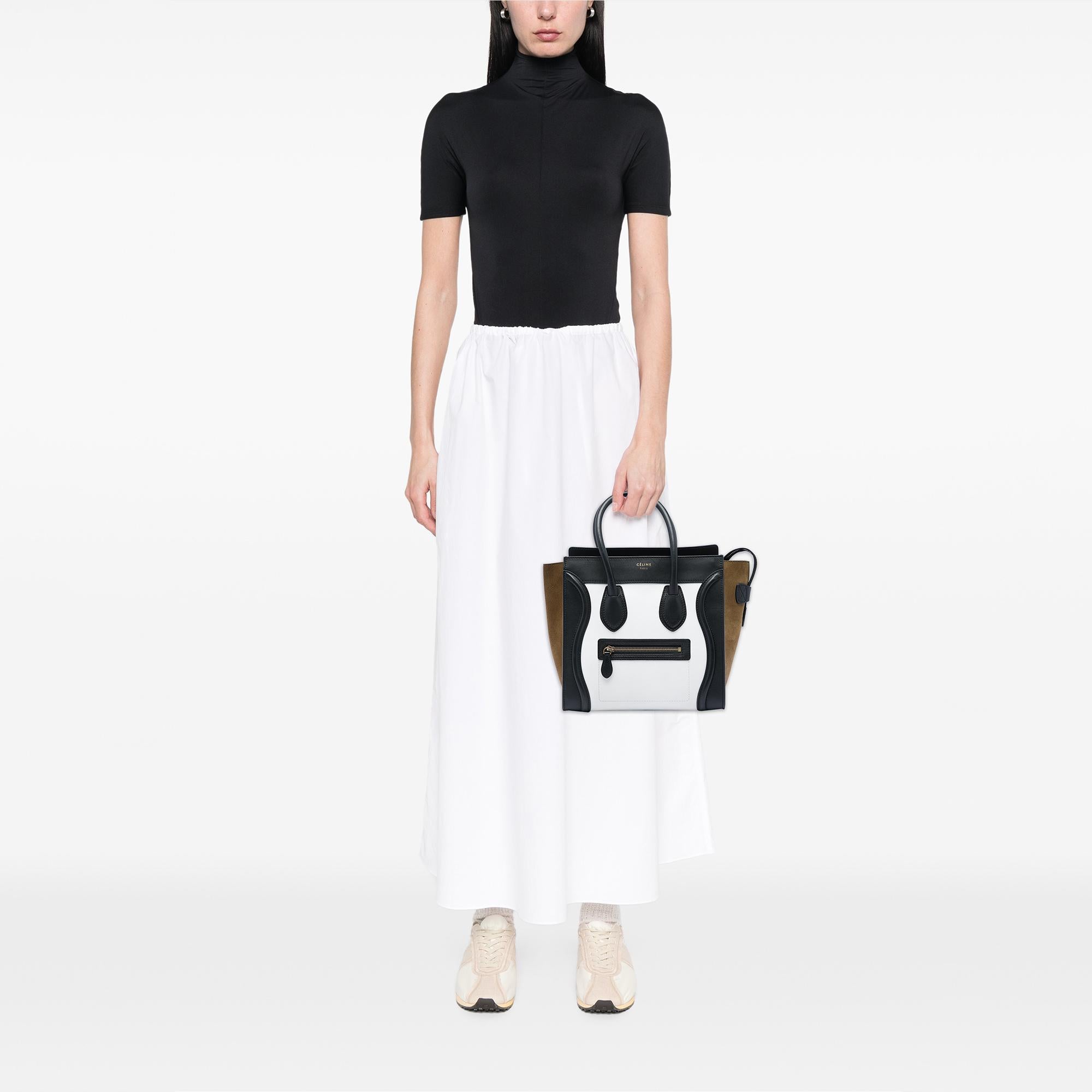 Celine Micro Tricolor Calfskin and Suede Luggage Tote
