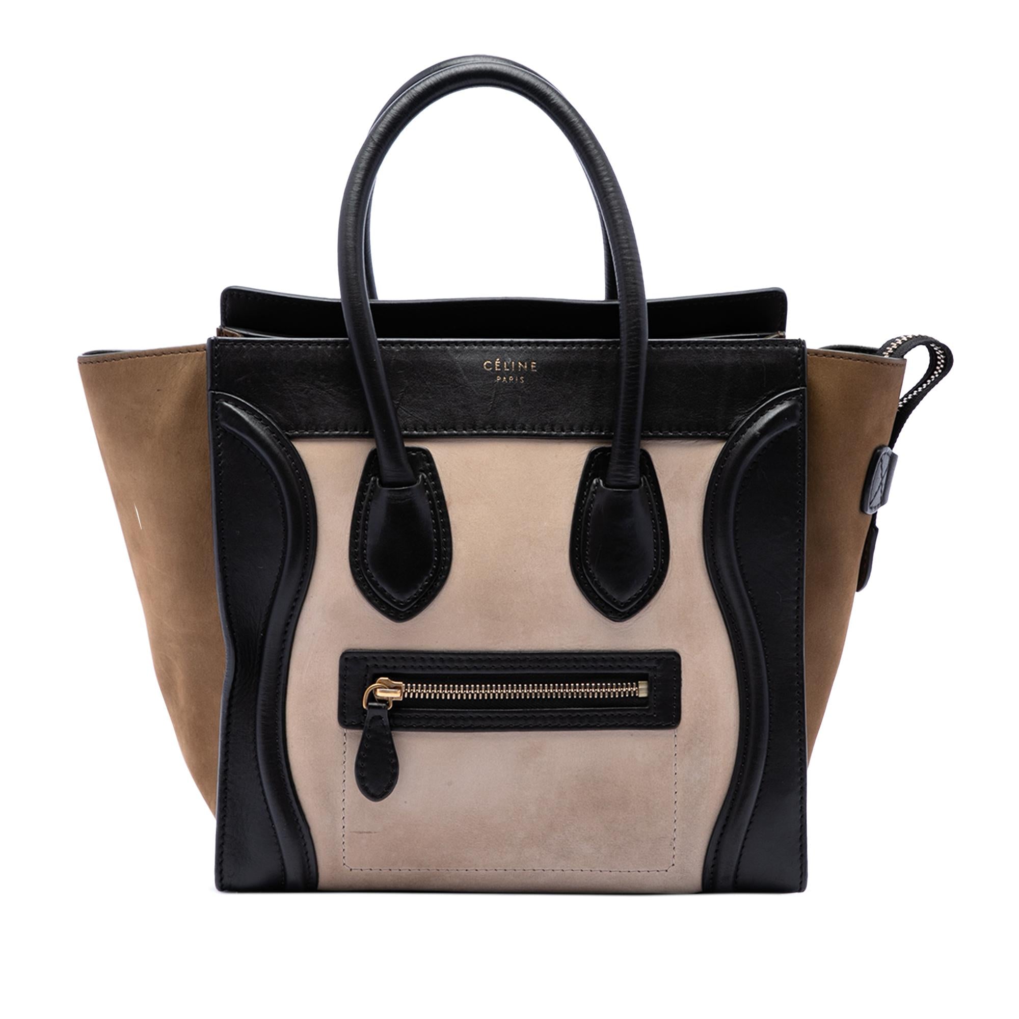 Celine Micro Tricolor Calfskin and Suede Luggage Tote