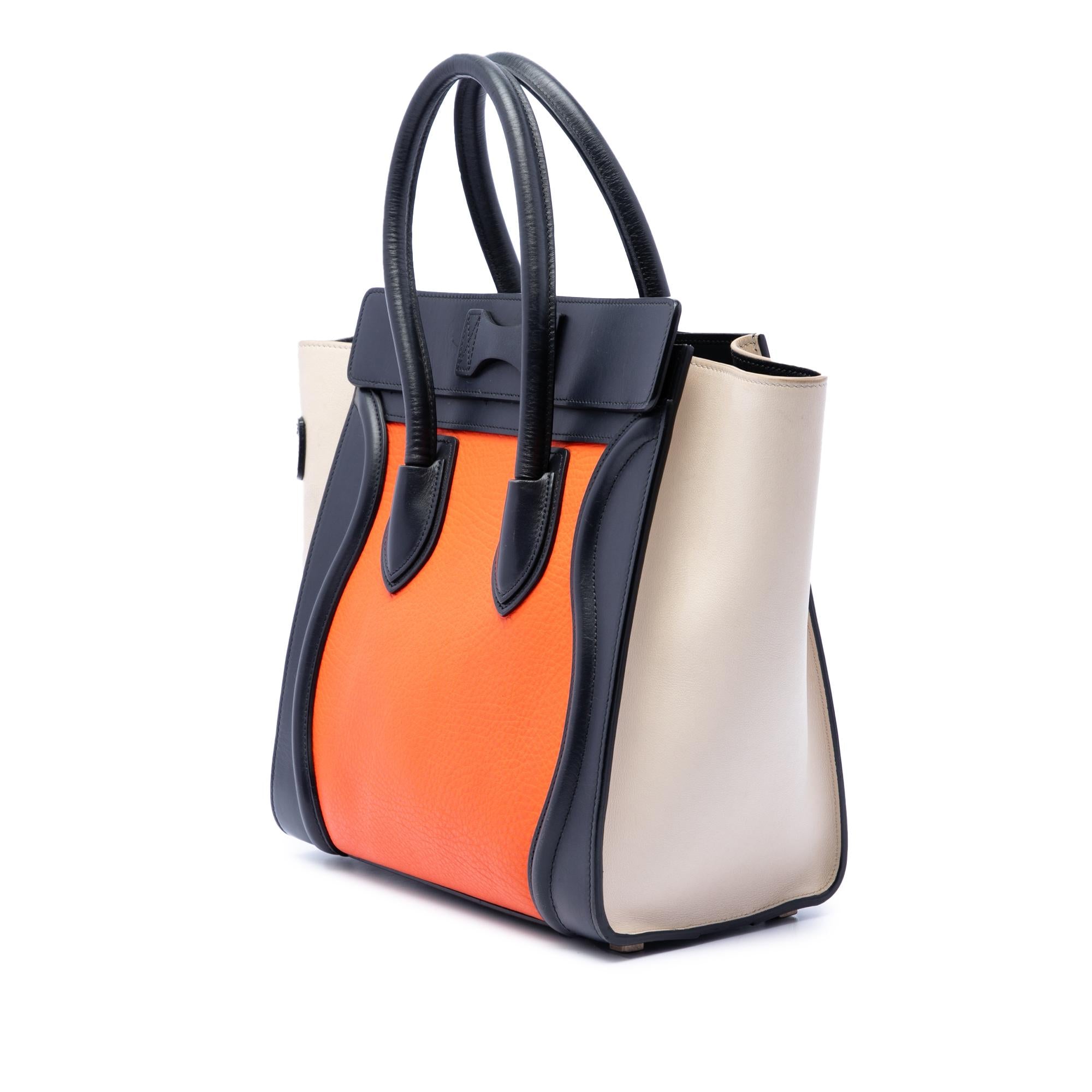 Celine Micro Tricolor Leather Luggage Tote