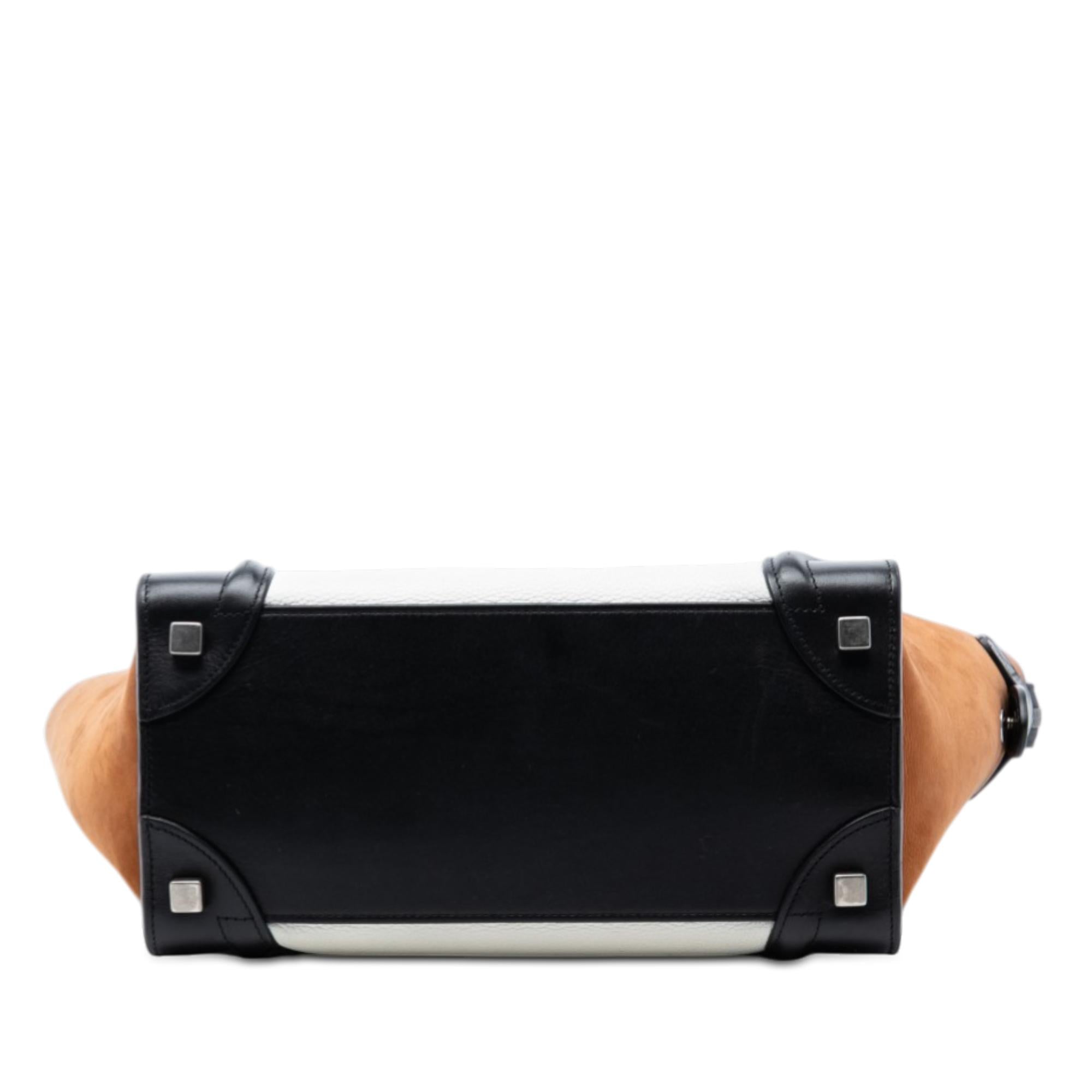 Celine Micro Tricolor Nubuck and Calfskin Luggage Tote