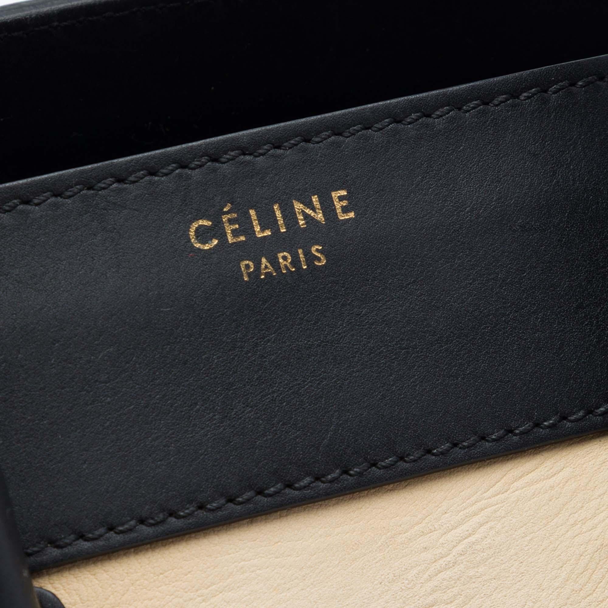 Celine Mini Bicolor Leather Luggage Tote