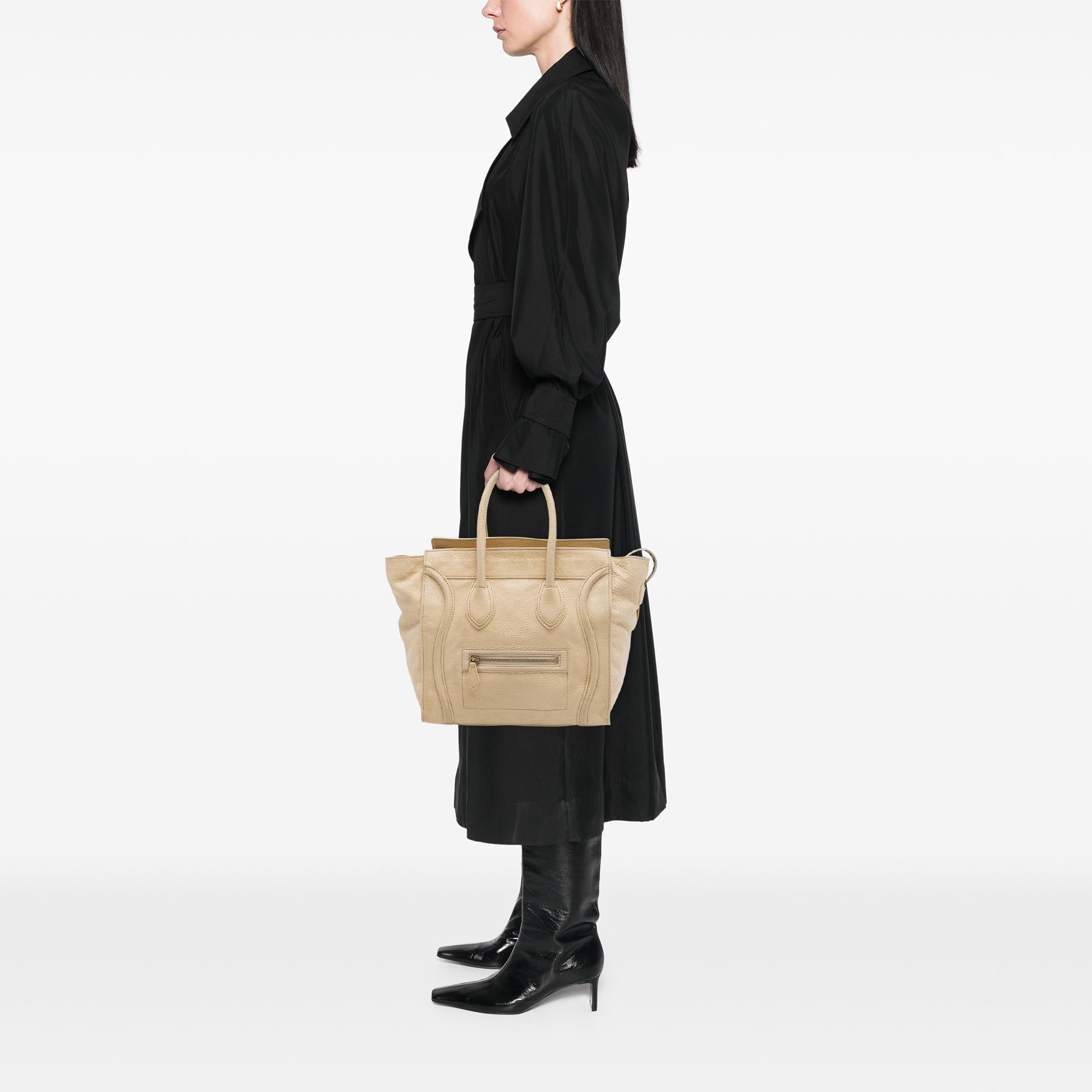 Celine Mini Drummed Calfskin Luggage Tote