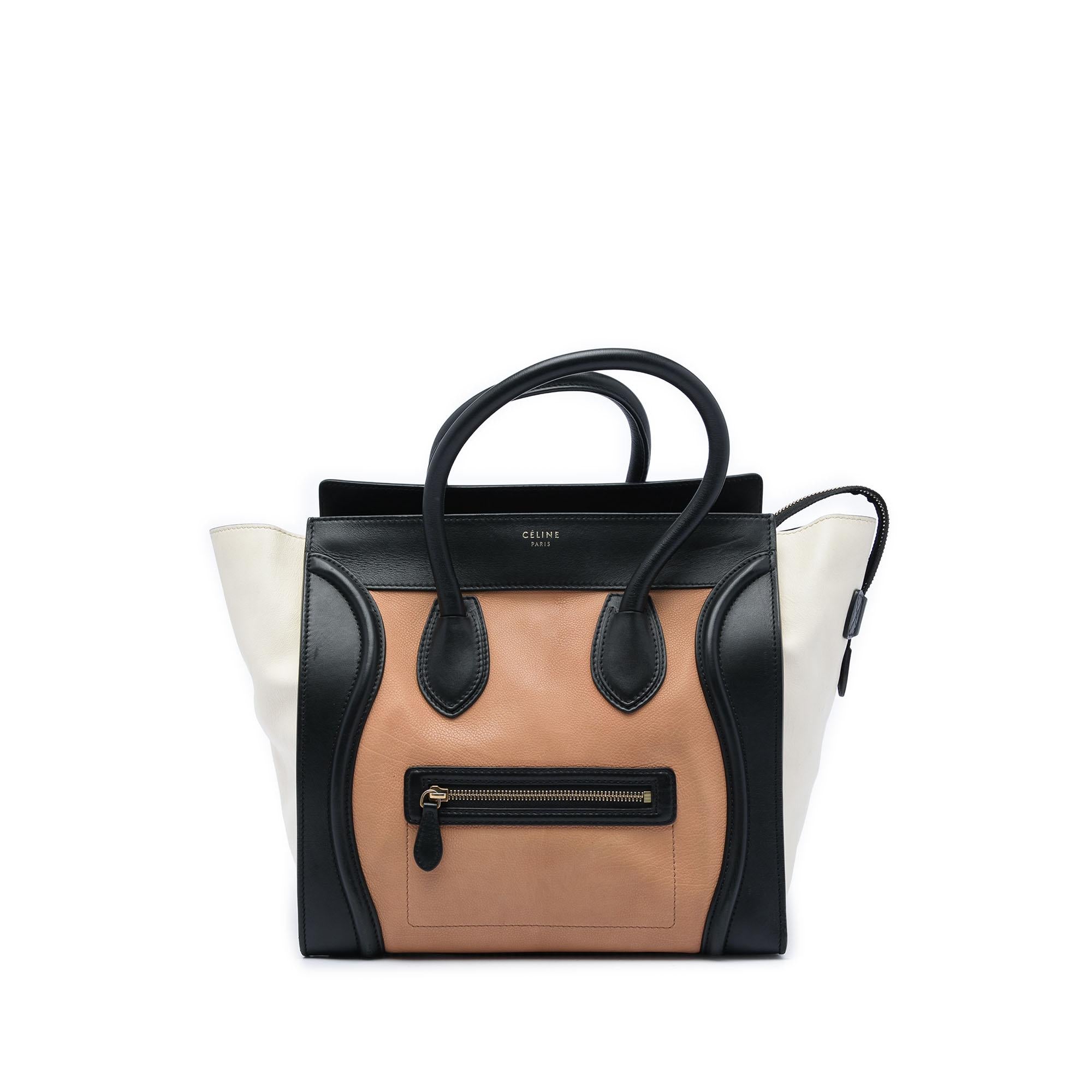 Celine Mini Tricolor Leather Luggage Tote