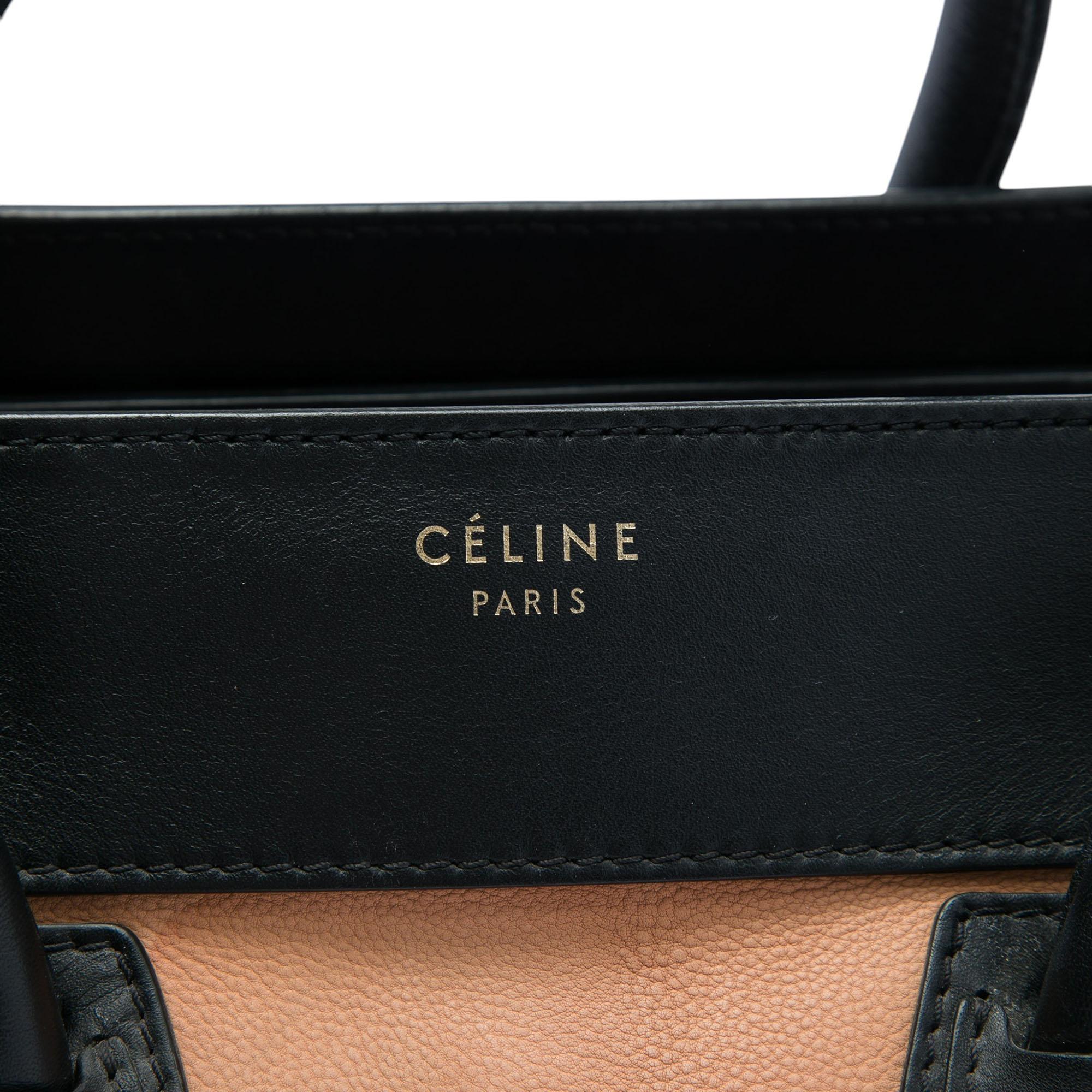 Celine Mini Tricolor Leather Luggage Tote