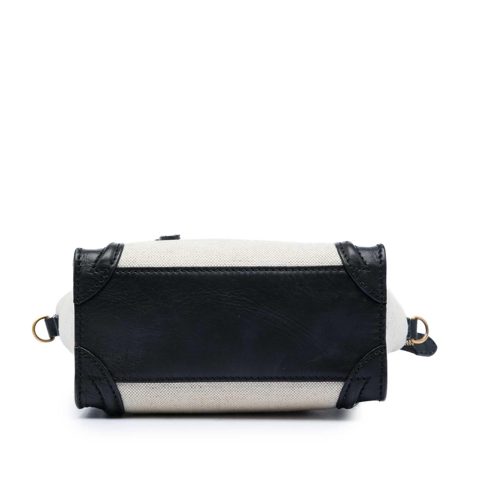 Celine Nano Bicolor Canvas and Leather Luggage Tote