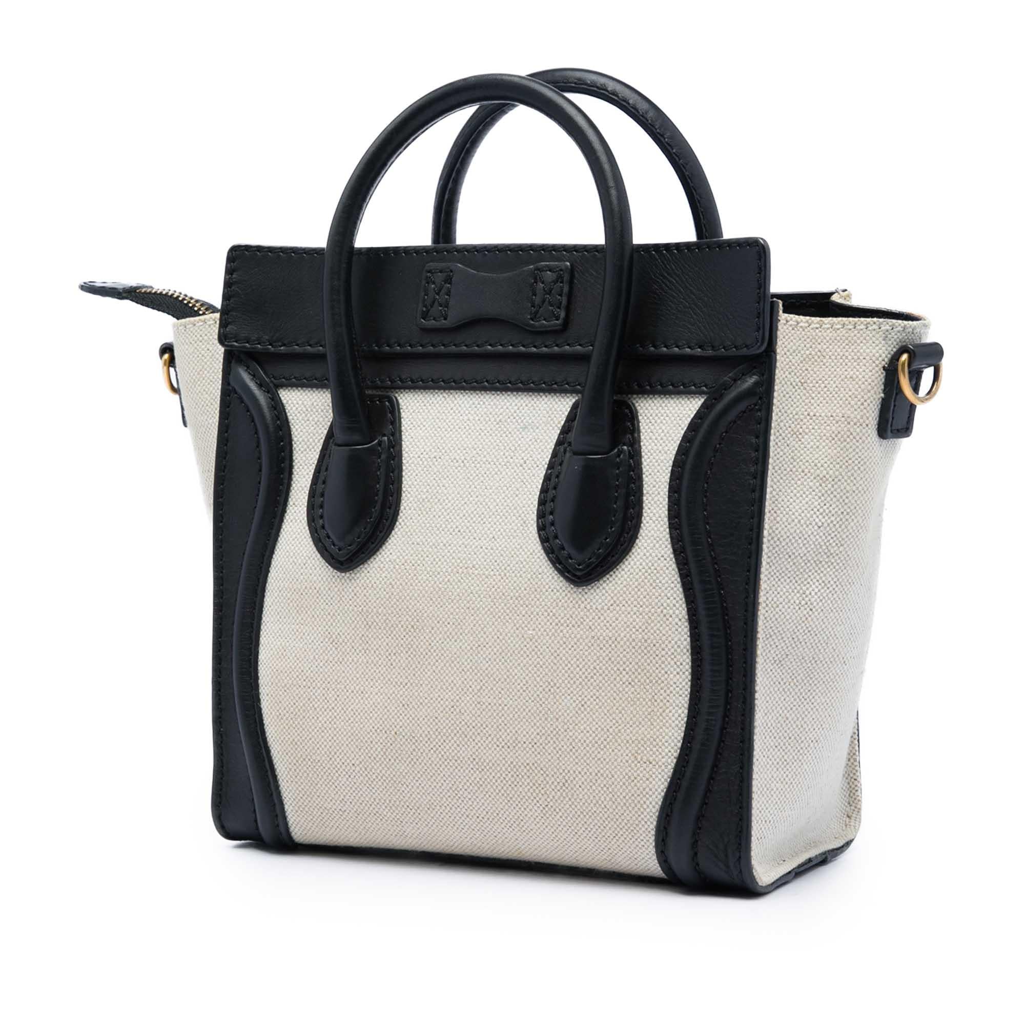 Celine Nano Bicolor Canvas and Leather Luggage Tote