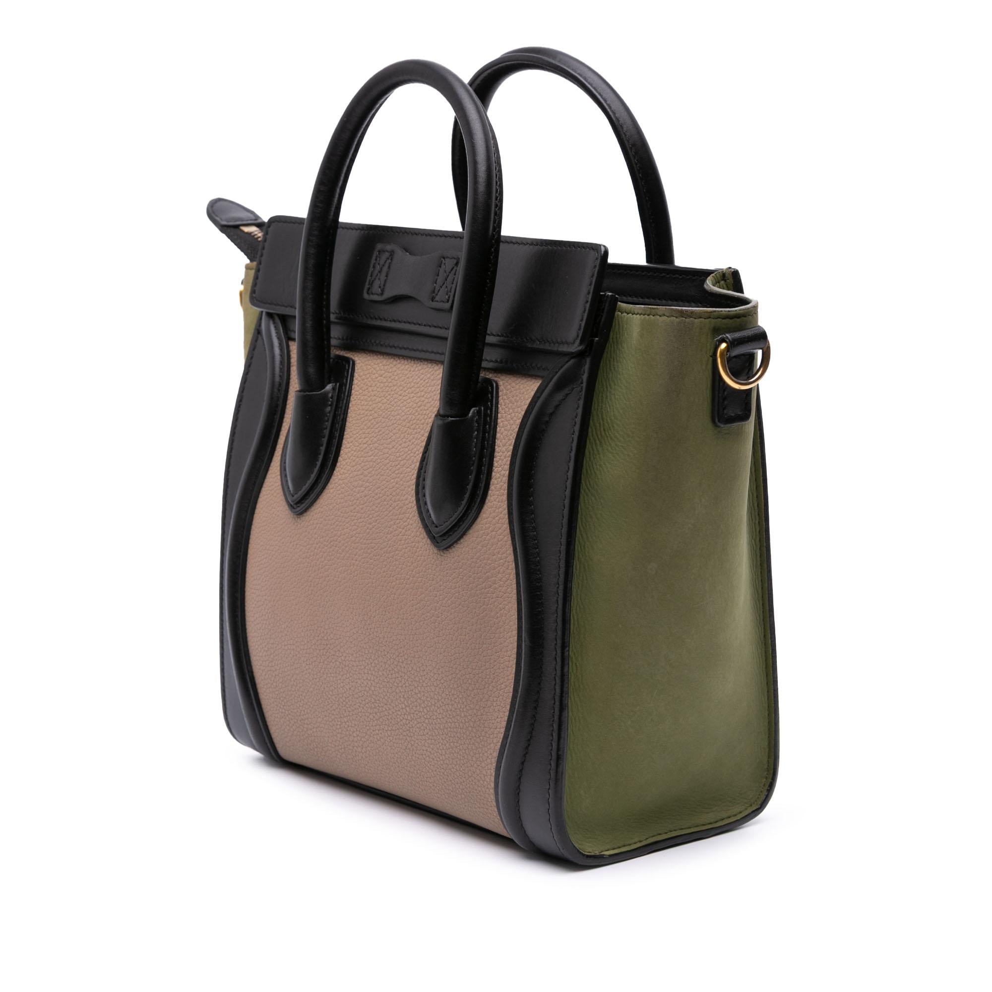Celine Nano Tricolor Grained Calfskin and Nubuck Luggage Tote