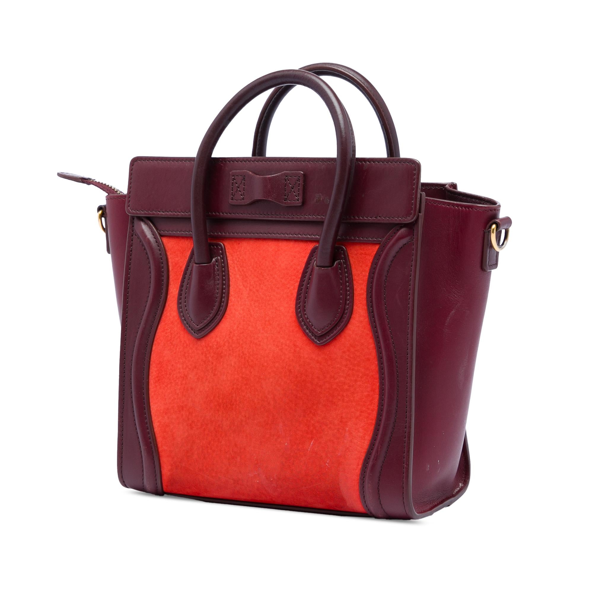 Celine Nano Tricolor Nubuck and Calfskin Luggage Tote