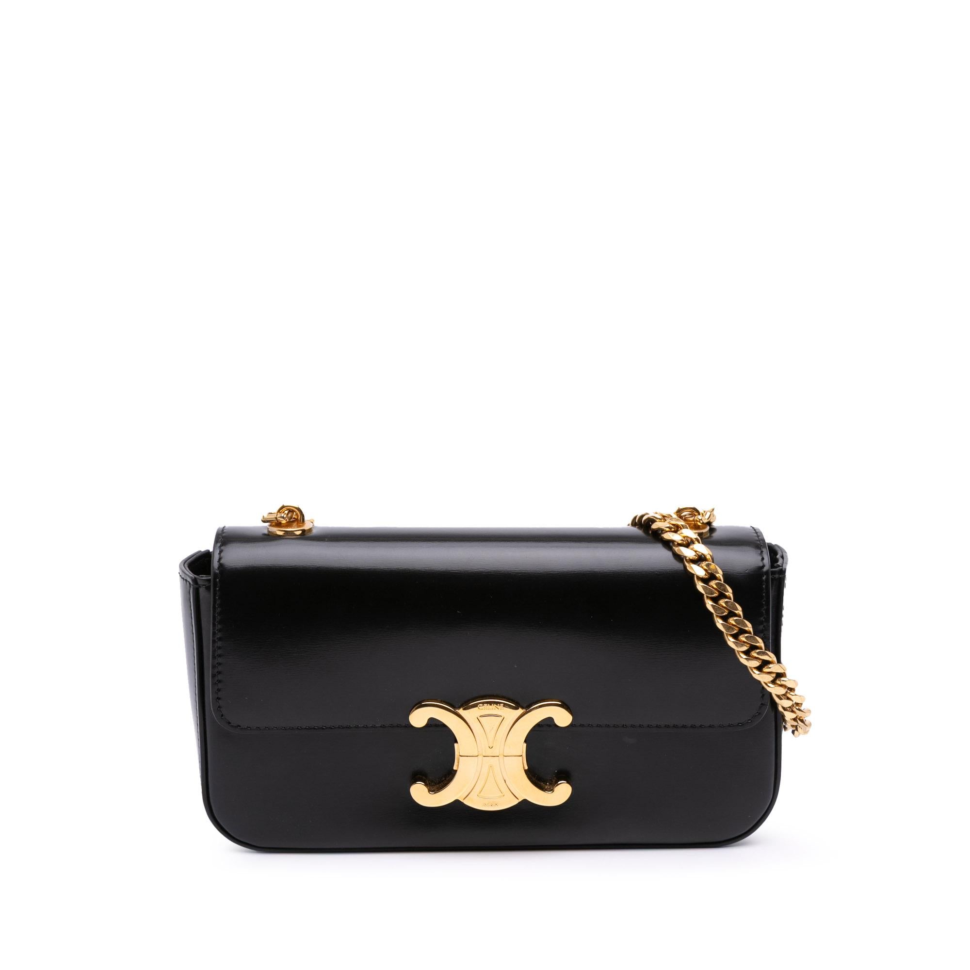 Celine Shiny Calfskin Claude Chain Shoulder Bag
