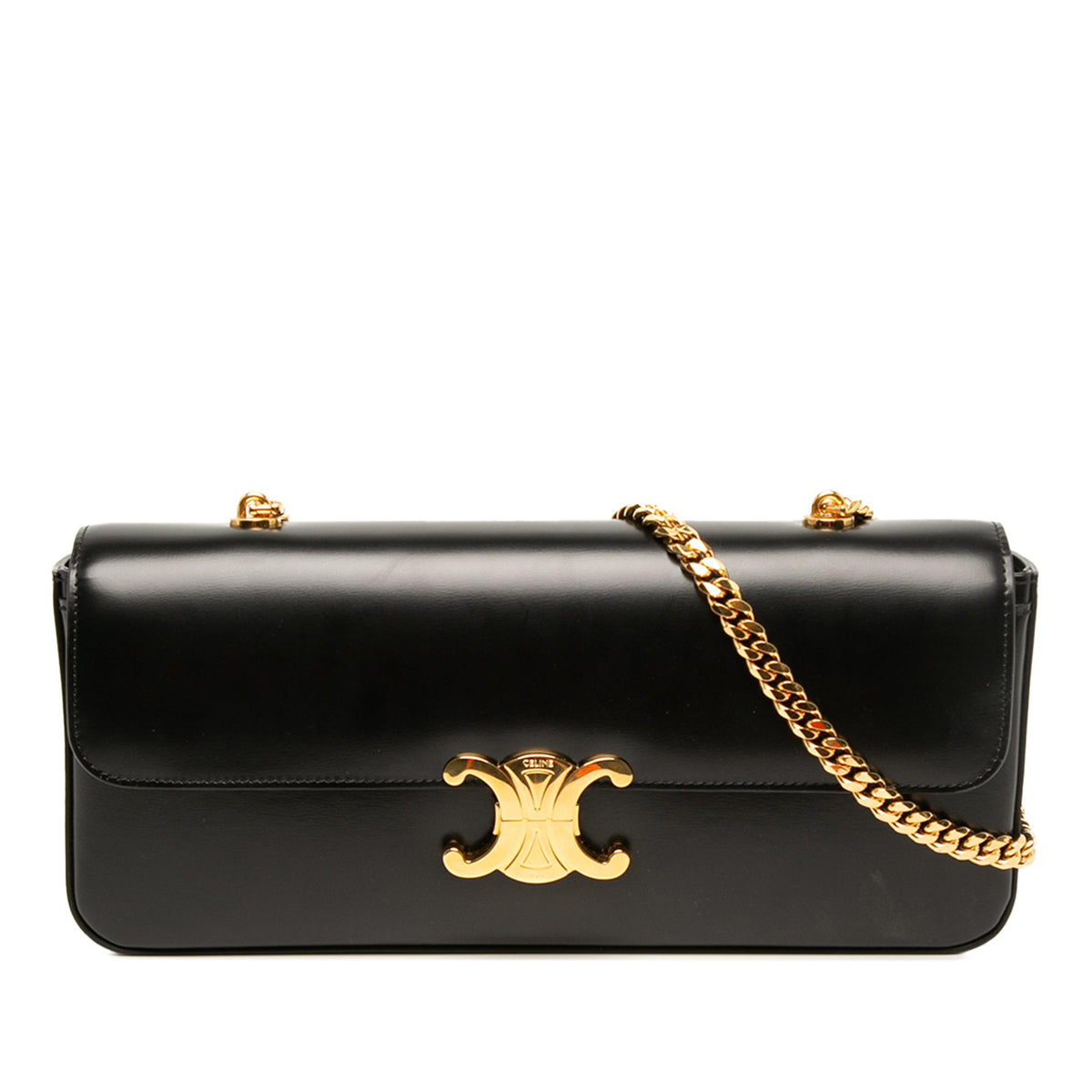 Celine Shiny Calfskin Triomphe Chain Shoulder Bag