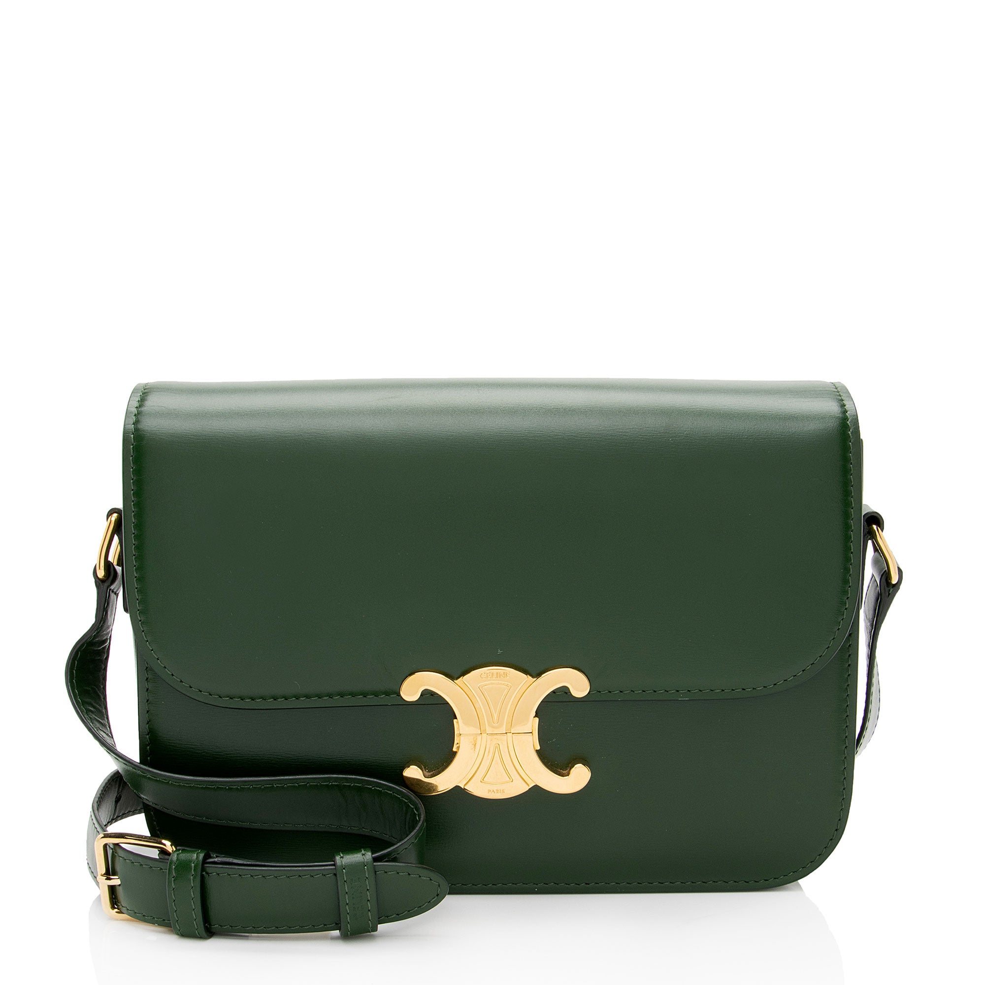 Celine Shiny Calfskin Triomphe Classique Shoulder Bag