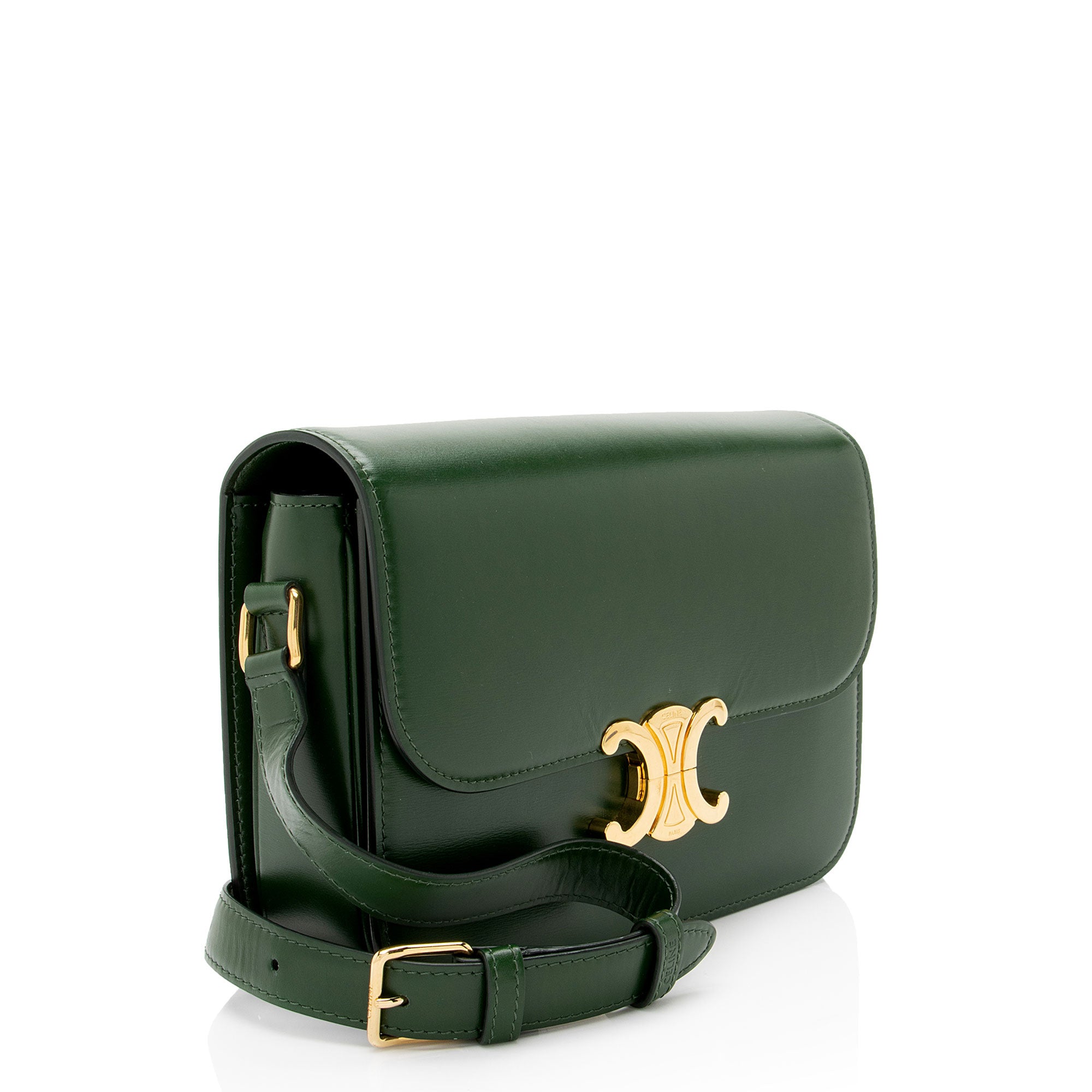 Celine Shiny Calfskin Triomphe Classique Shoulder Bag