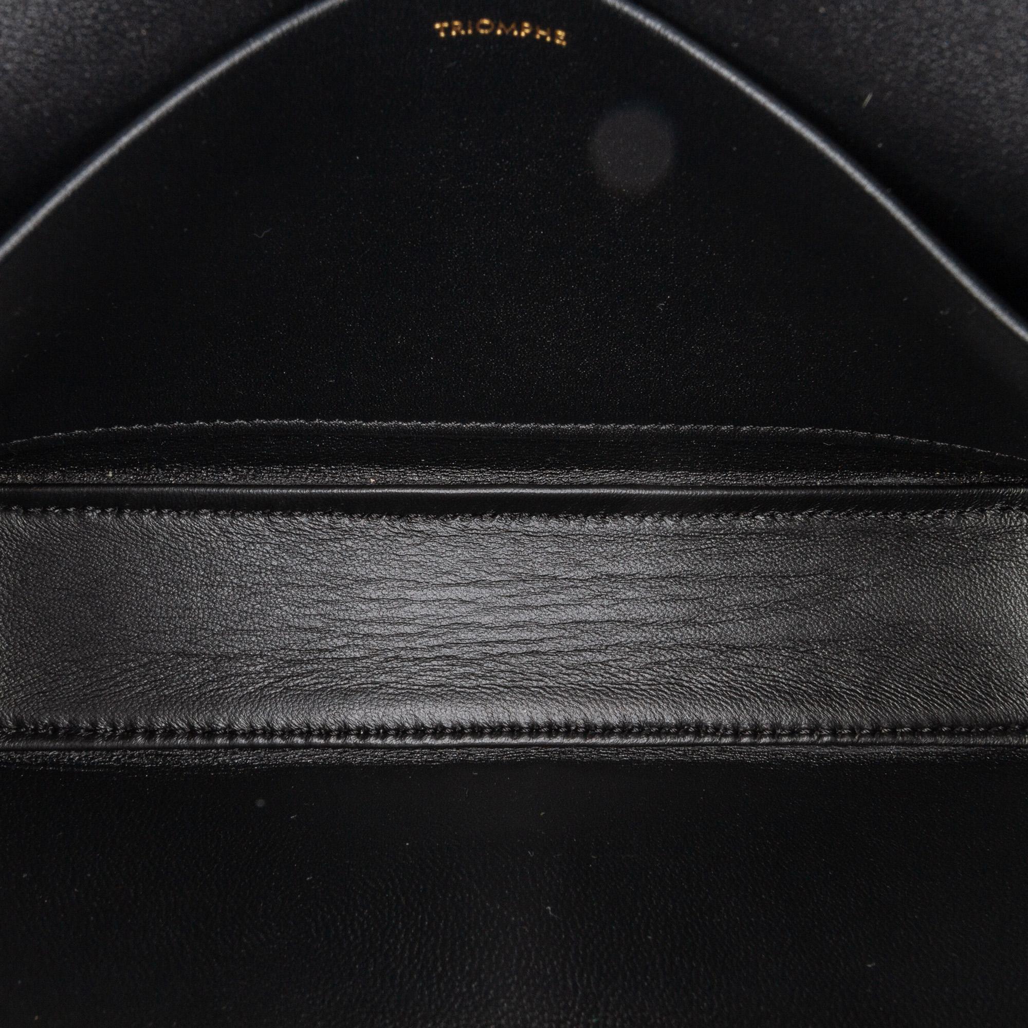 Celine Shiny Calfskin Triomphe Claude Chain Shoulder Bag