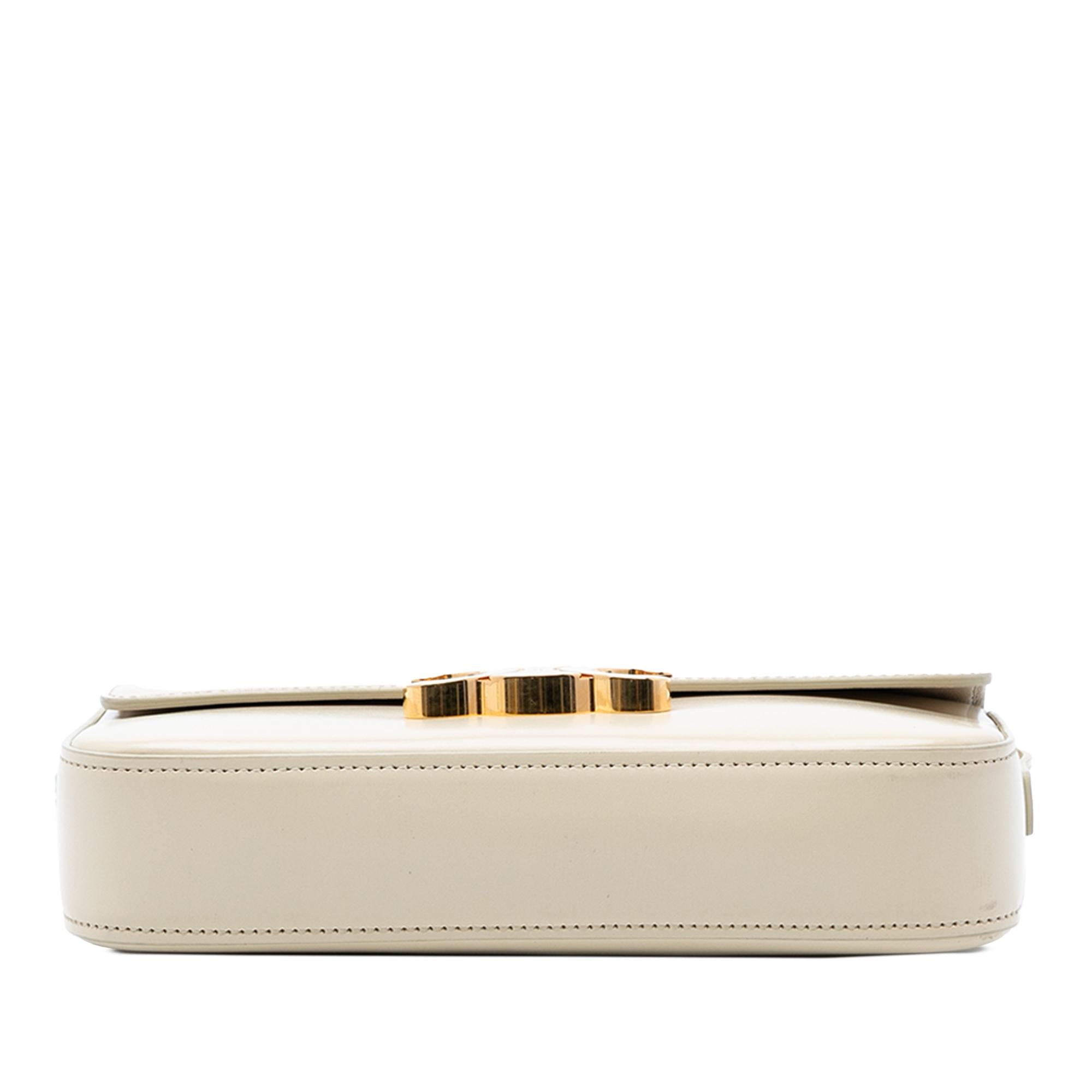 Celine Shiny Calfskin Triomphe Claude Shoulder Bag