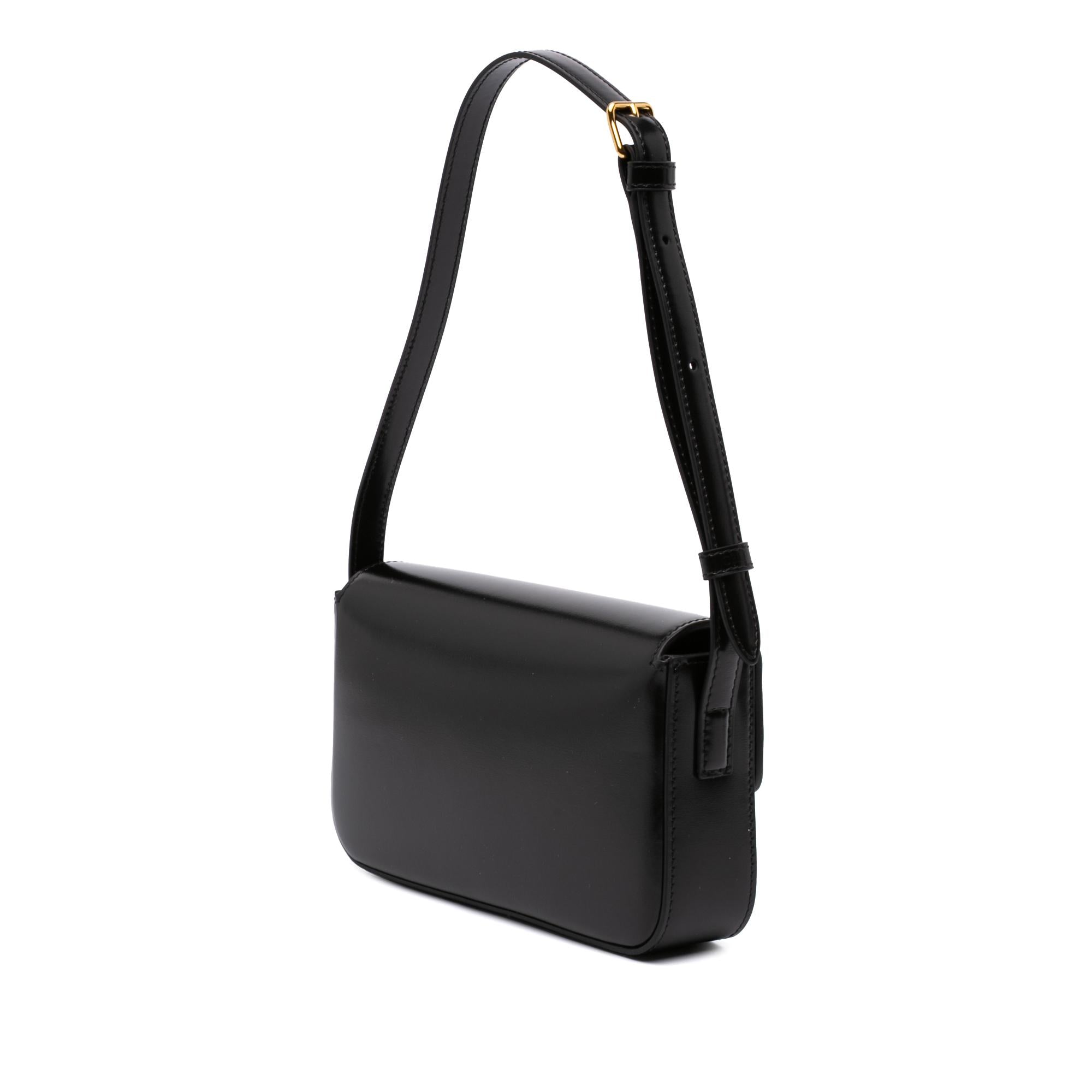 Celine Shiny Calfskin Triomphe Claude Shoulder Bag