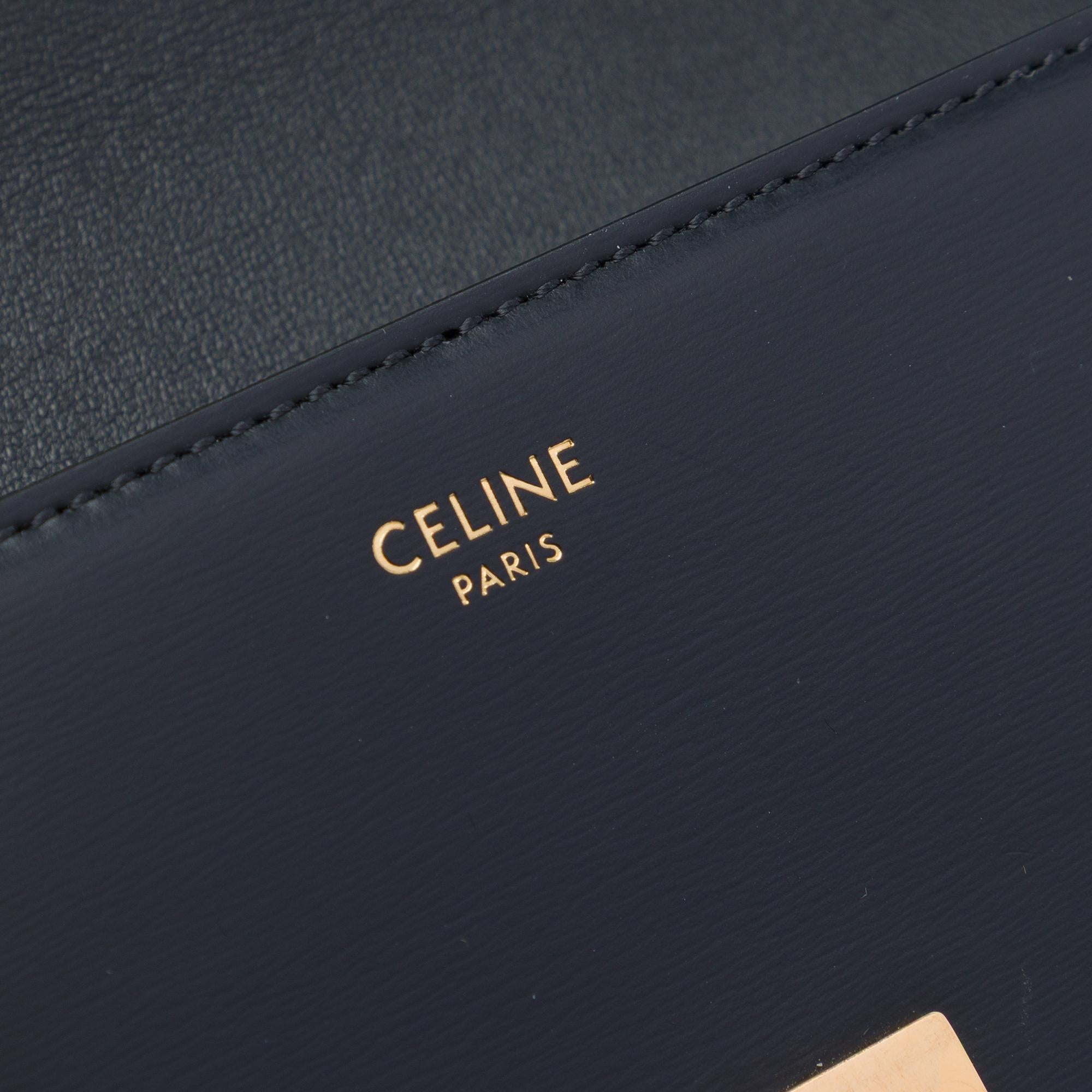 Celine Shiny Calfskin Triomphe Claude Shoulder Bag