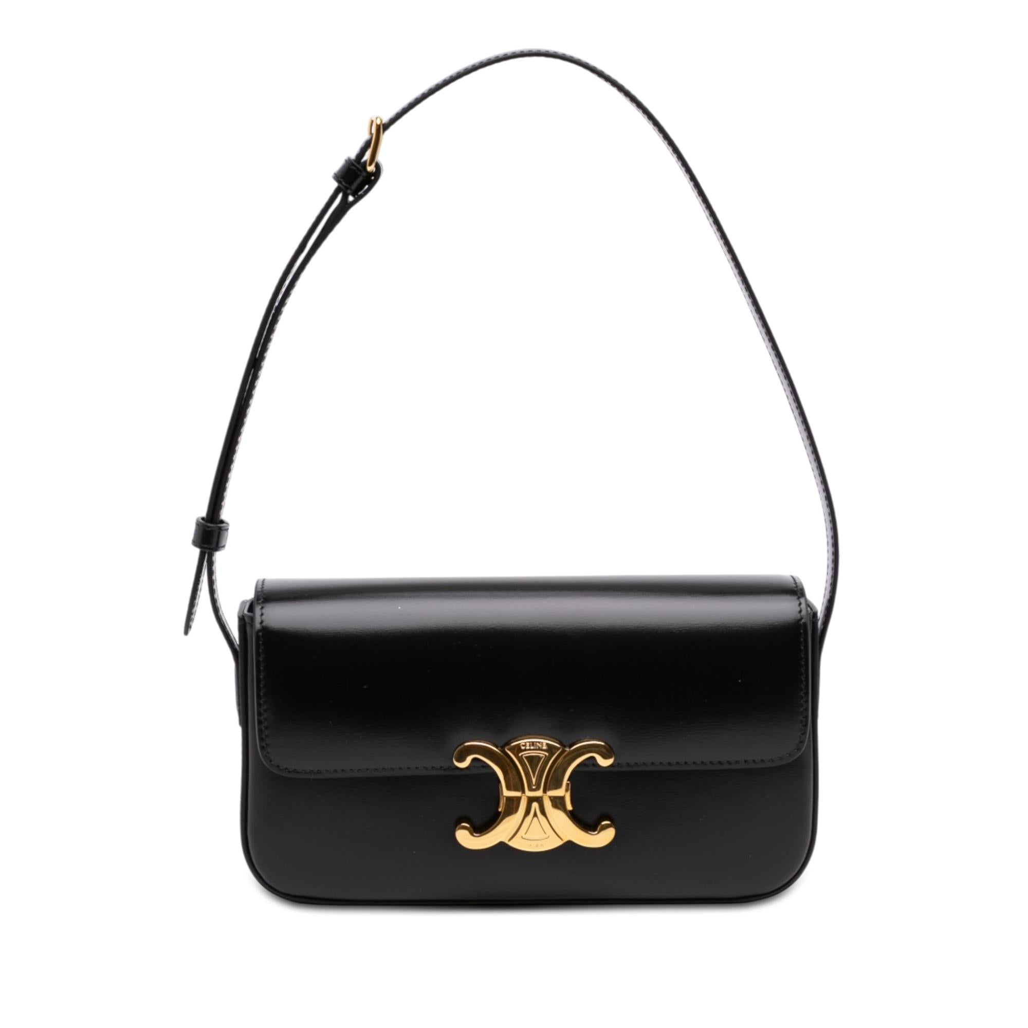 Celine Shiny Calfskin Triomphe Claude Shoulder Bag
