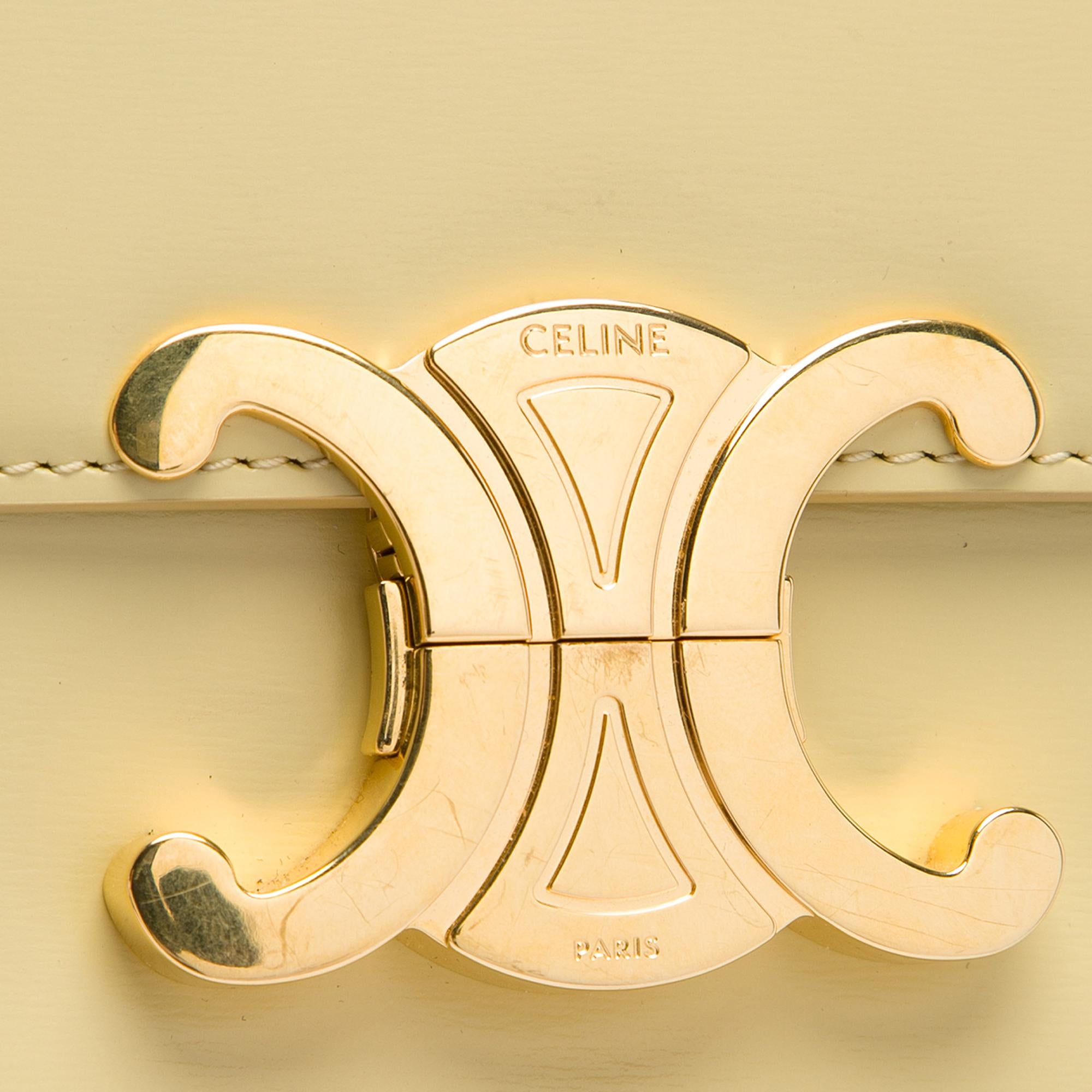 Celine Shiny Calfskin Triomphe Claude Shoulder Bag