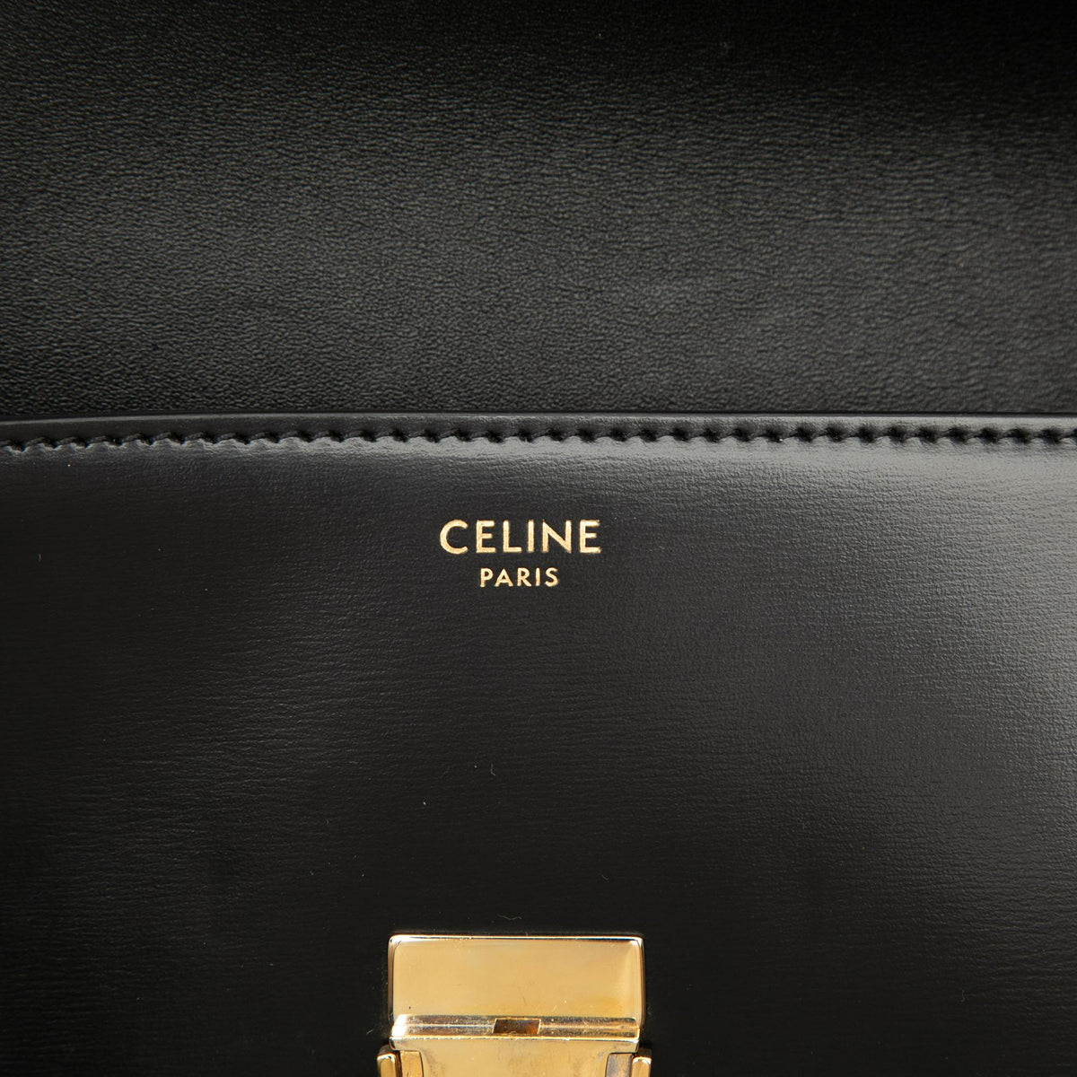 Celine Shiny Calfskin Triomphe Claude Shoulder Bag