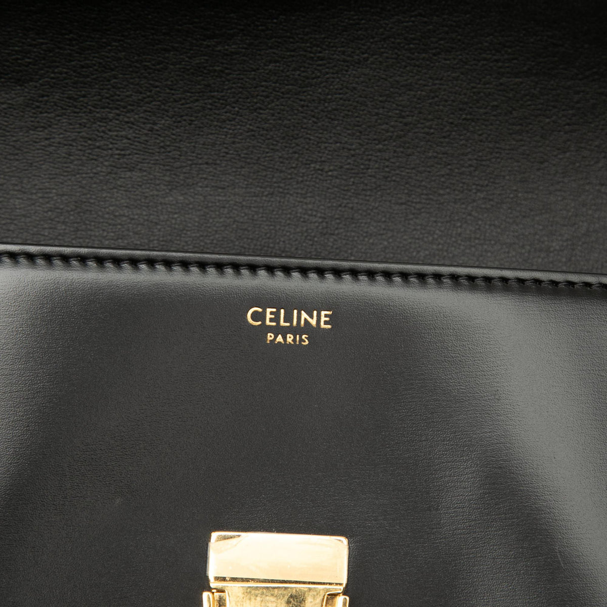 Celine Shiny Calfskin Triomphe Claude Shoulder Bag