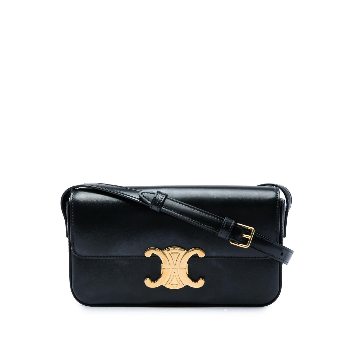 Celine Shiny Calfskin Triomphe Claude Shoulder Bag
