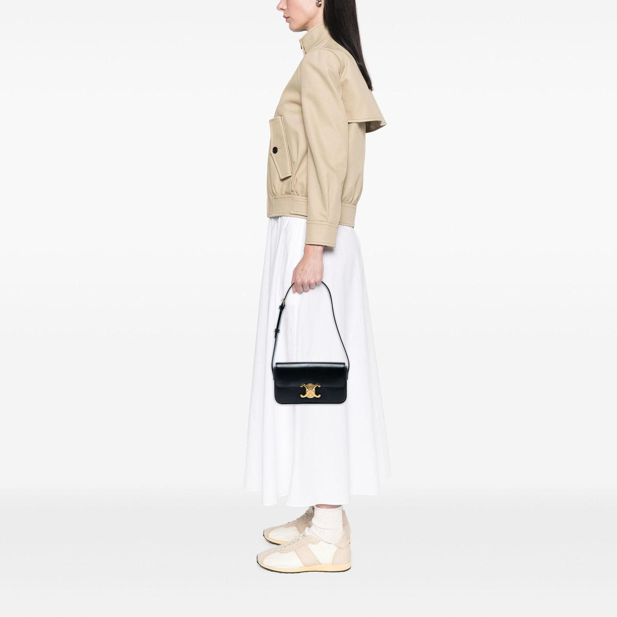Celine Shiny Calfskin Triomphe Claude Shoulder Bag