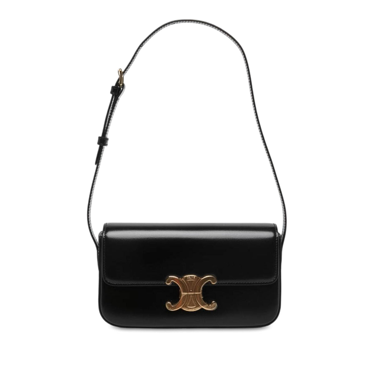 Celine Shiny Calfskin Triomphe Claude Shoulder Bag