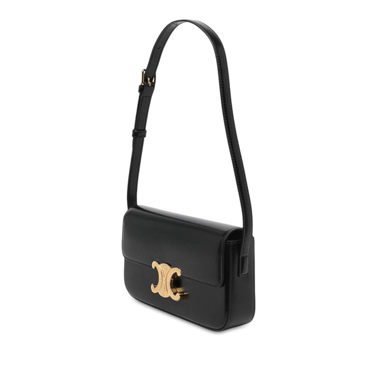 Celine Shiny Calfskin Triomphe Claude Shoulder Bag