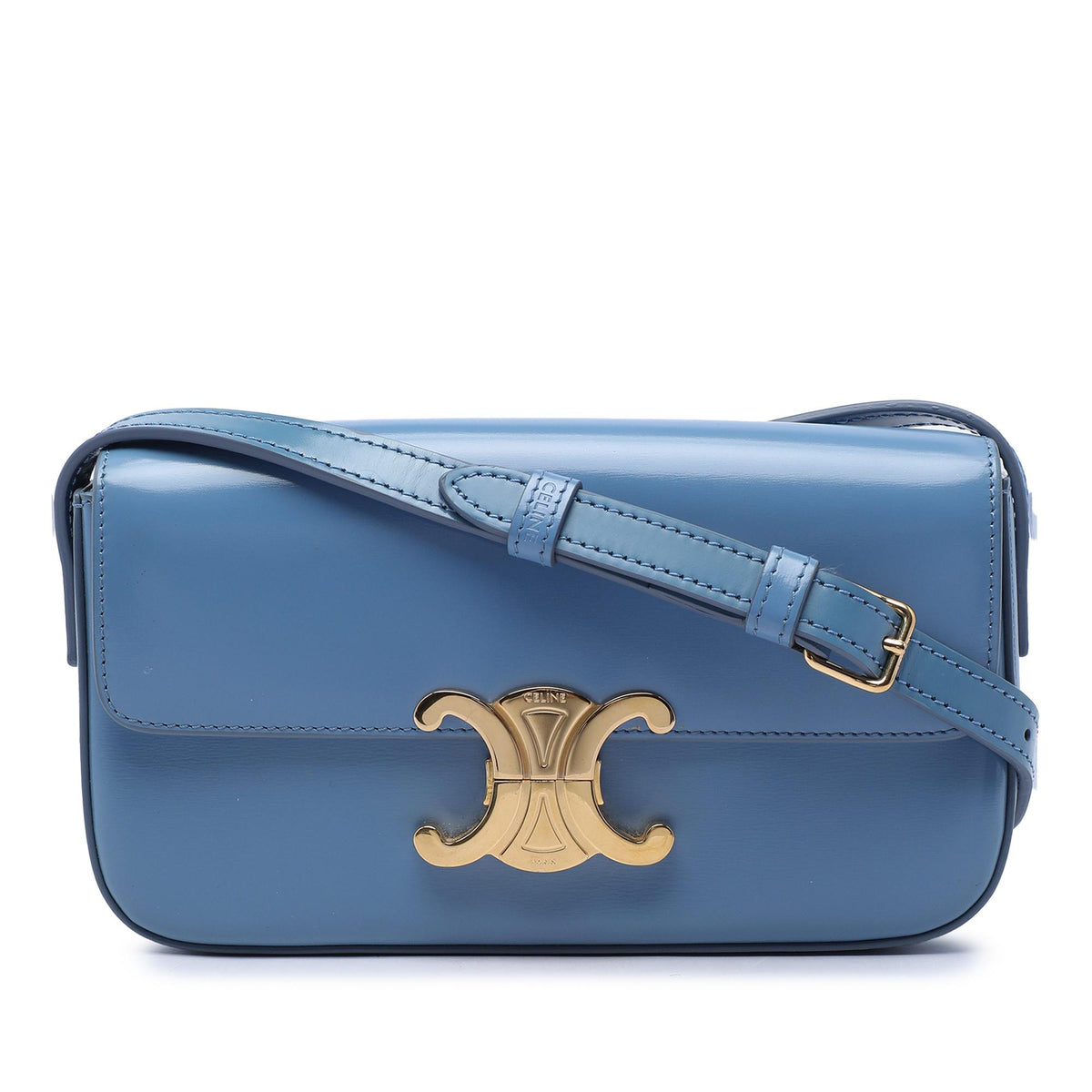 Celine Shiny Calfskin Triomphe Claude Shoulder Bag