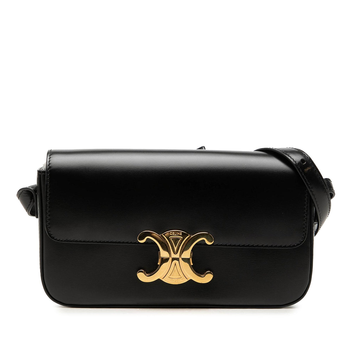 Celine Shiny Calfskin Triomphe Claude Shoulder Bag