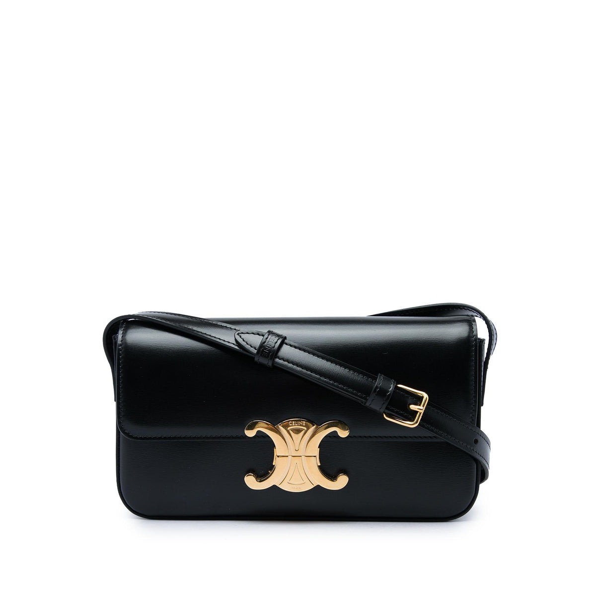 Celine Shiny Calfskin Triomphe Claude Shoulder Bag