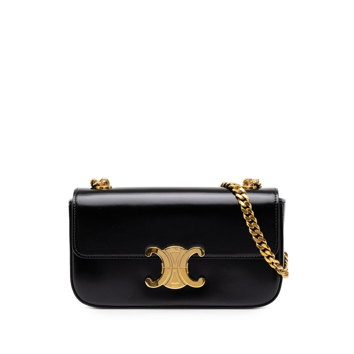 Celine Shiny Calfskin Triomphe Claude Shoulder Bag