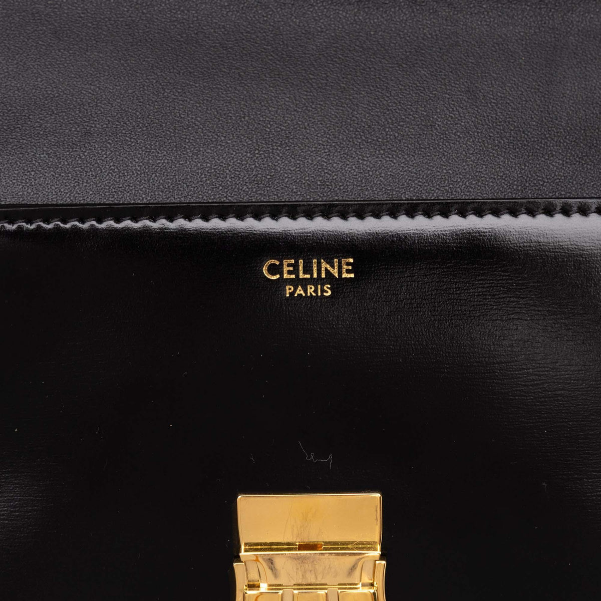 Celine Shiny Calfskin Triomphe Claude Shoulder Bag