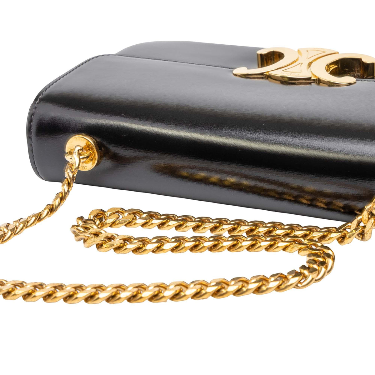 Celine Shiny Calfskin Triomphe Claude Shoulder Bag