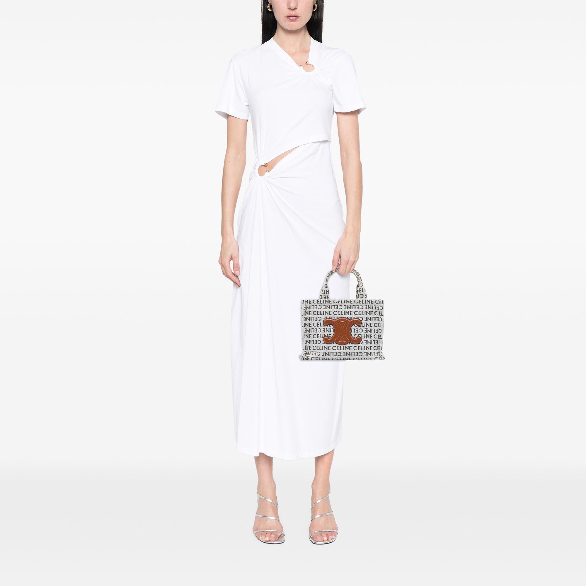 Celine Small All Over Logo Print Canvas Cuir Triomphe Cabas Thais Satchel