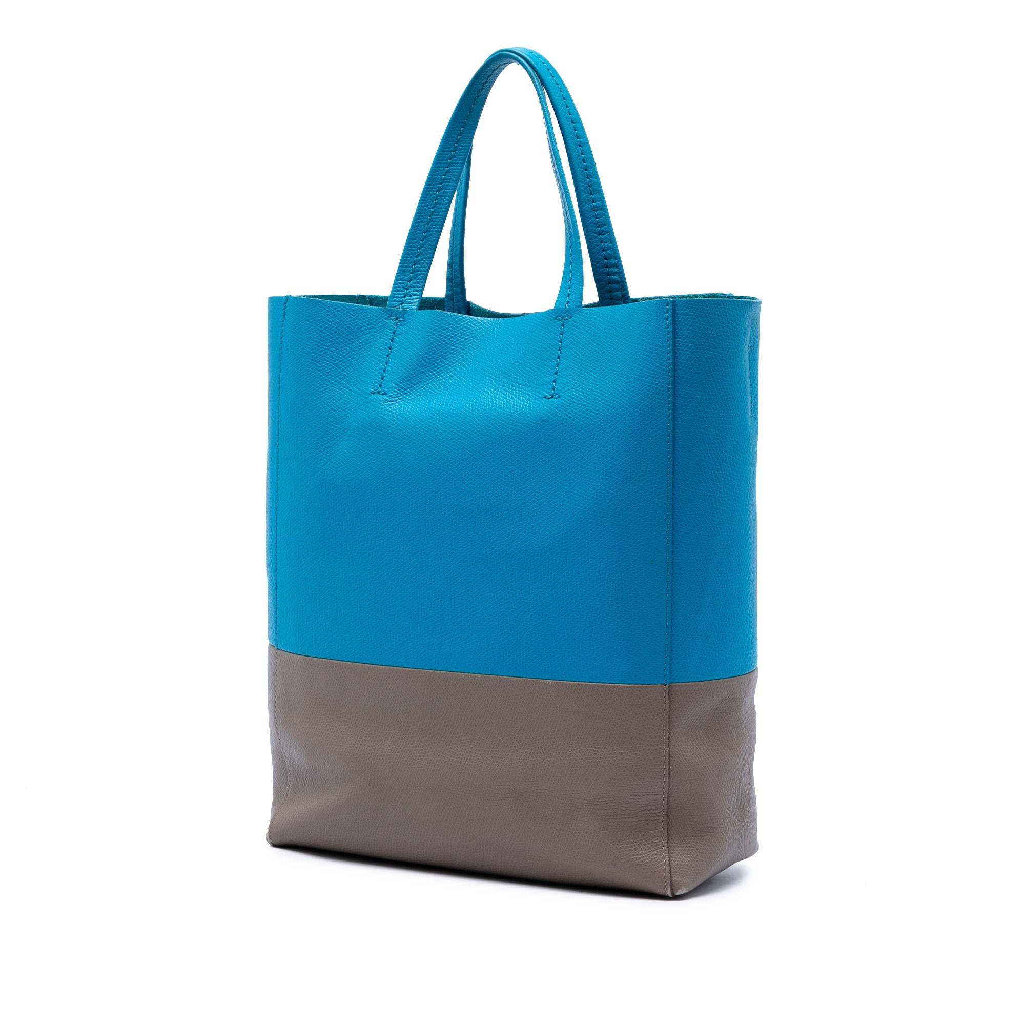 Celine Small Bicolor Grained Calfskin Vertical Cabas Tote