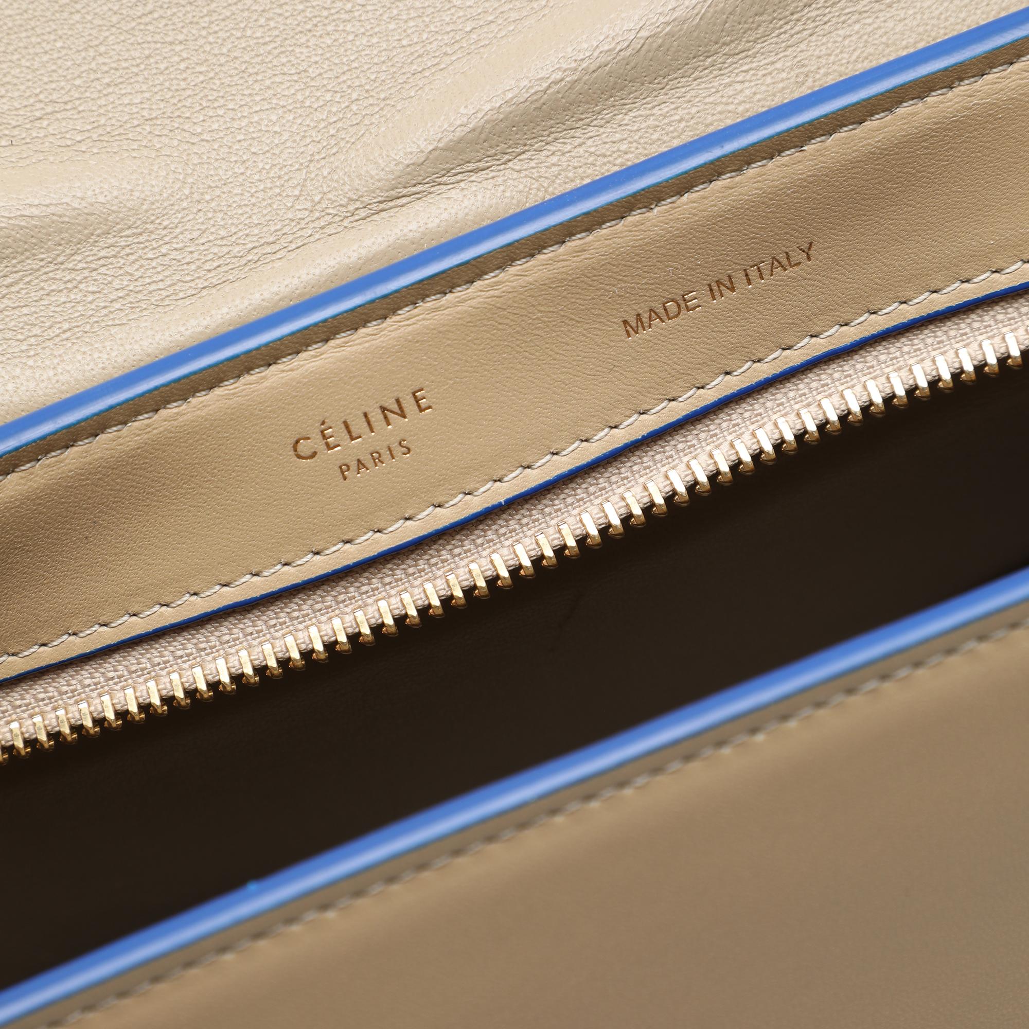 Celine Small Bicolor Leather Trapeze Satchel
