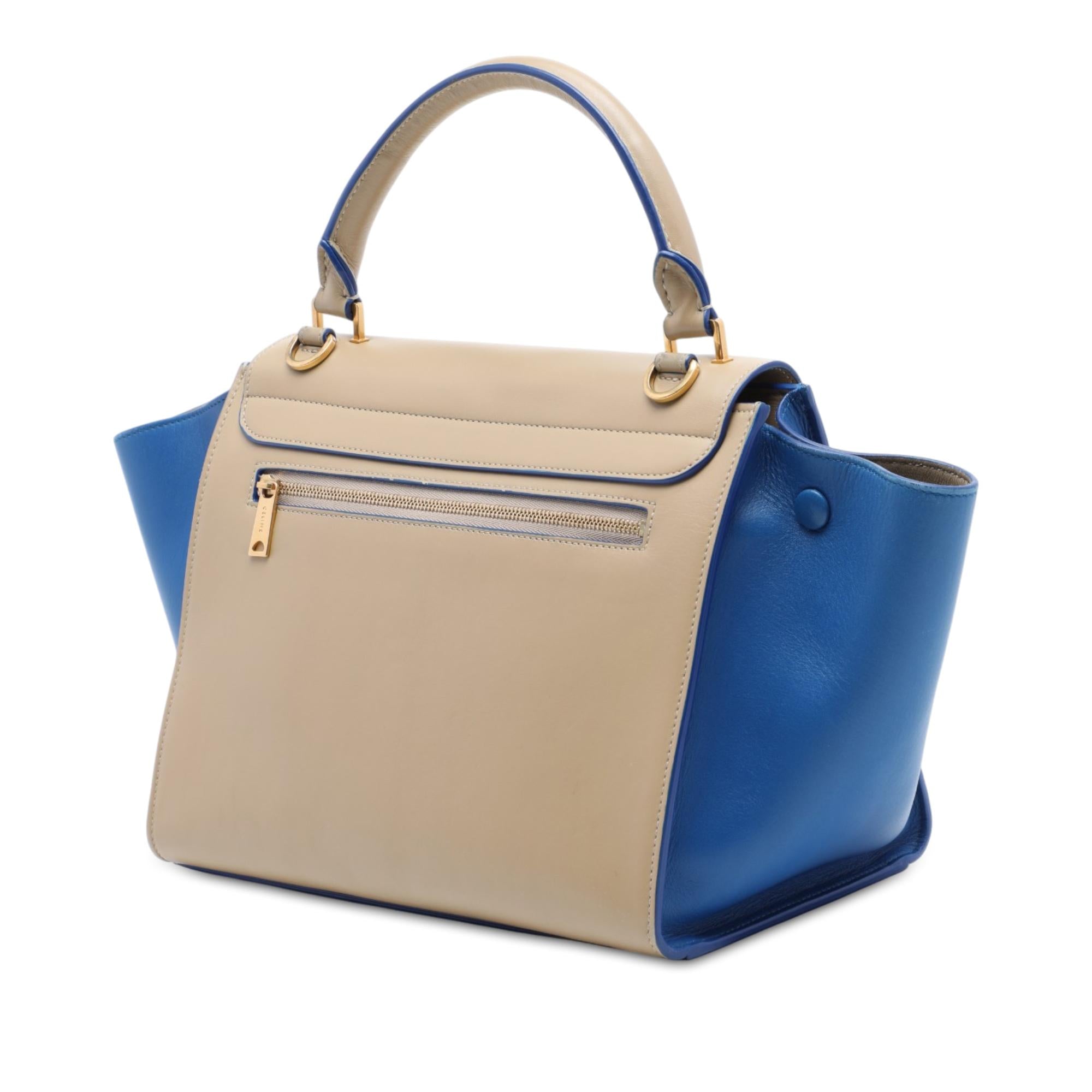 Celine Small Bicolor Leather Trapeze Satchel