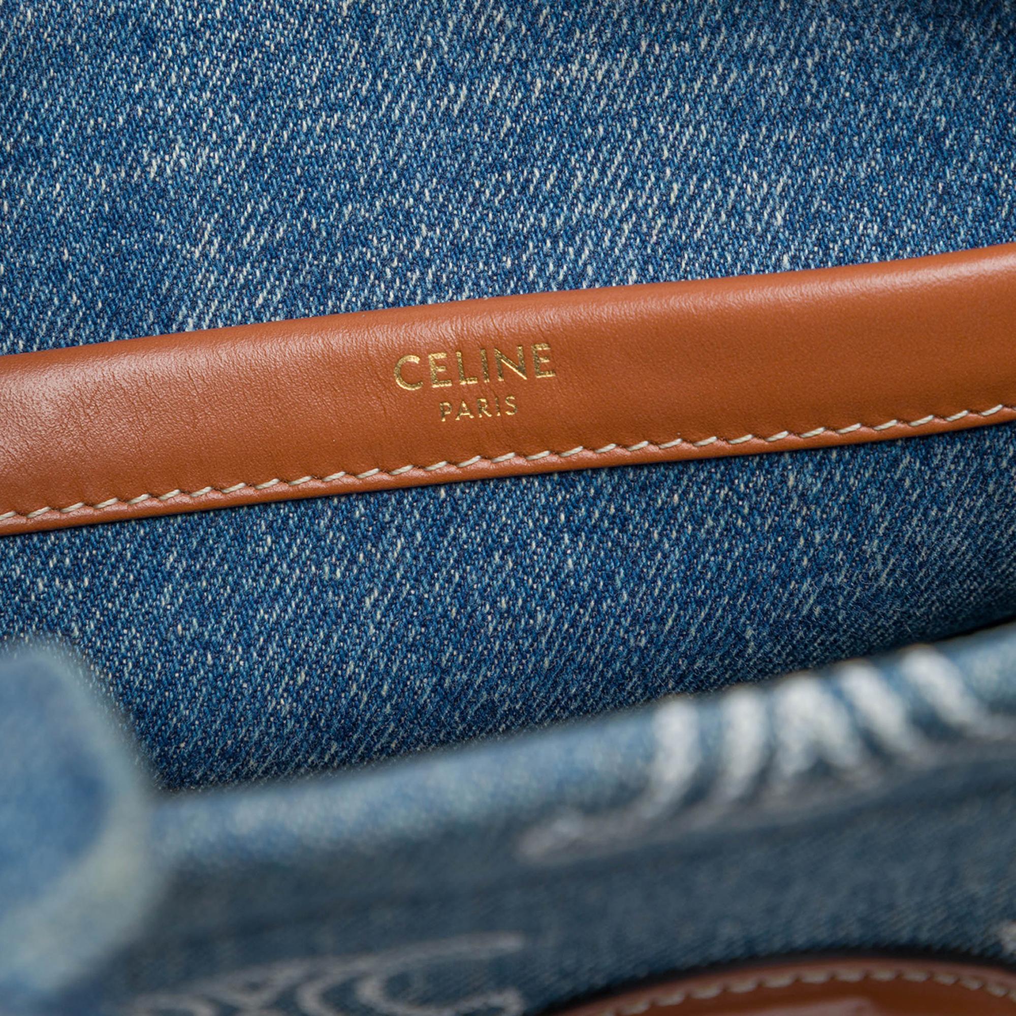 Celine Small Denim Triomphe Cabas Thais Tote